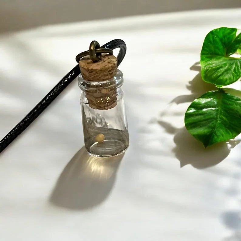 Faith as a Mustard Seed Necklace, Christian Glass Bottle Pendant Gift - Winterberry Hearth