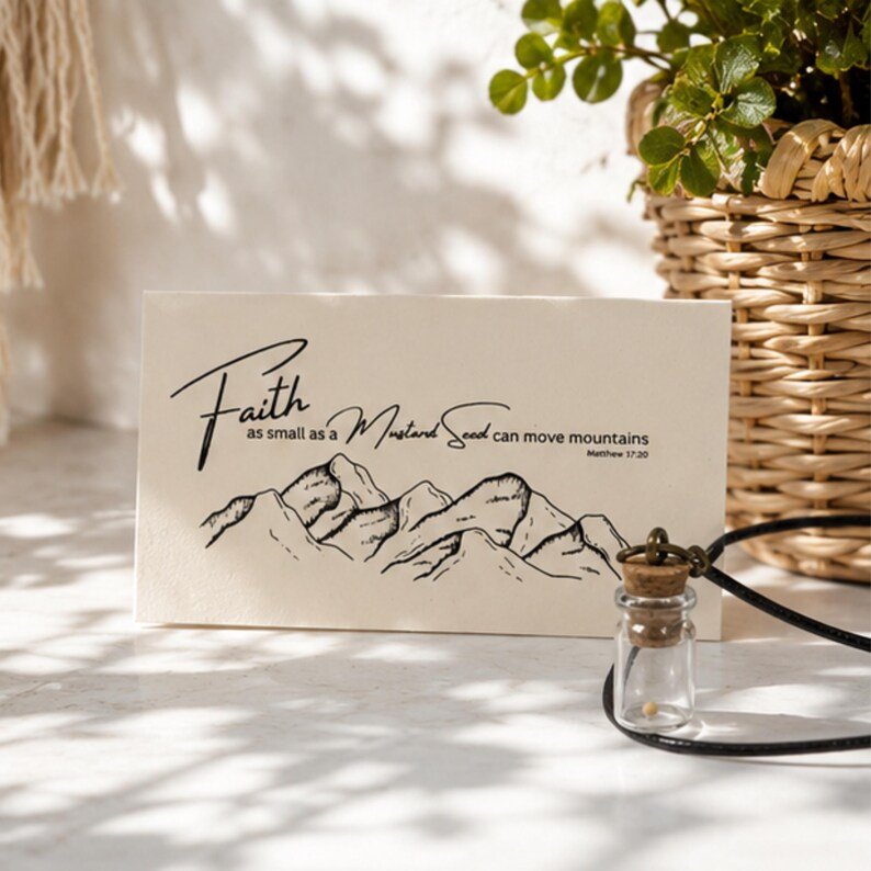 Faith as a Mustard Seed Necklace, Christian Glass Bottle Pendant Gift - Winterberry Hearth