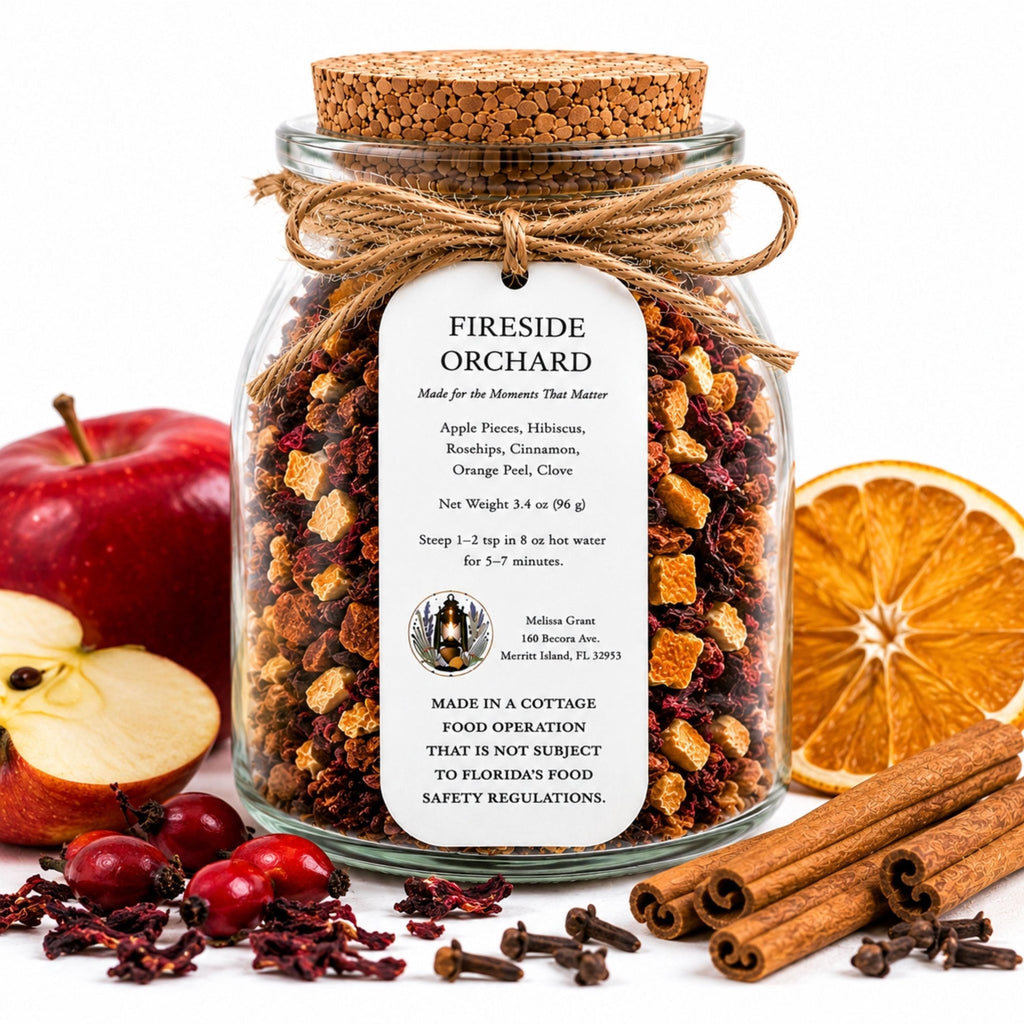 Fireside Orchard Rooibos Tea, Apple Citrus Spice Blend, Loose Leaf Tea, Naturally Caffeine Free - Winterberry Hearth