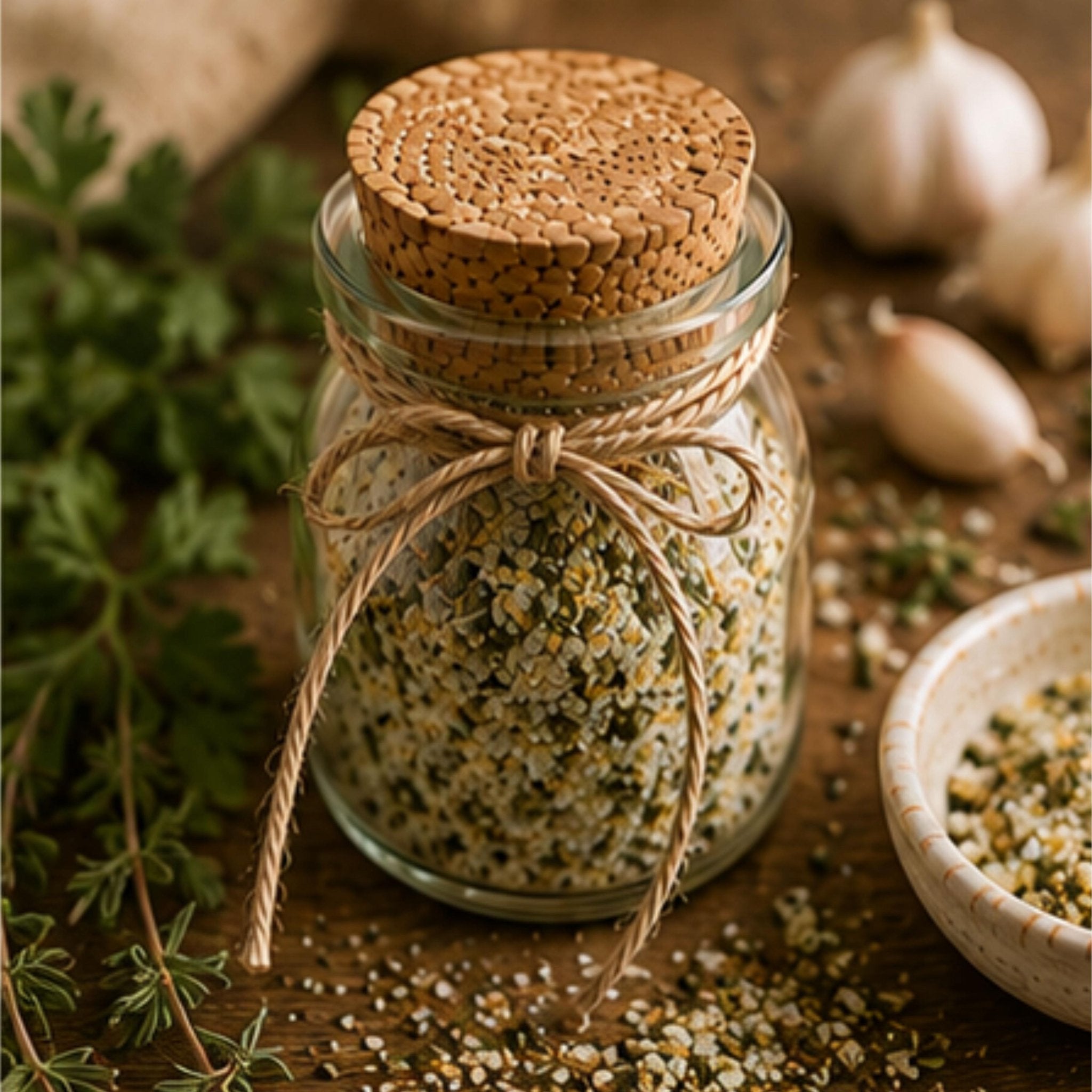 French Garden Herb Seasoning Salt, Vegetable Finishing Seasoning, Chicken Dry Rub, Gourmet Pantry Gift - Winterberry Hearth