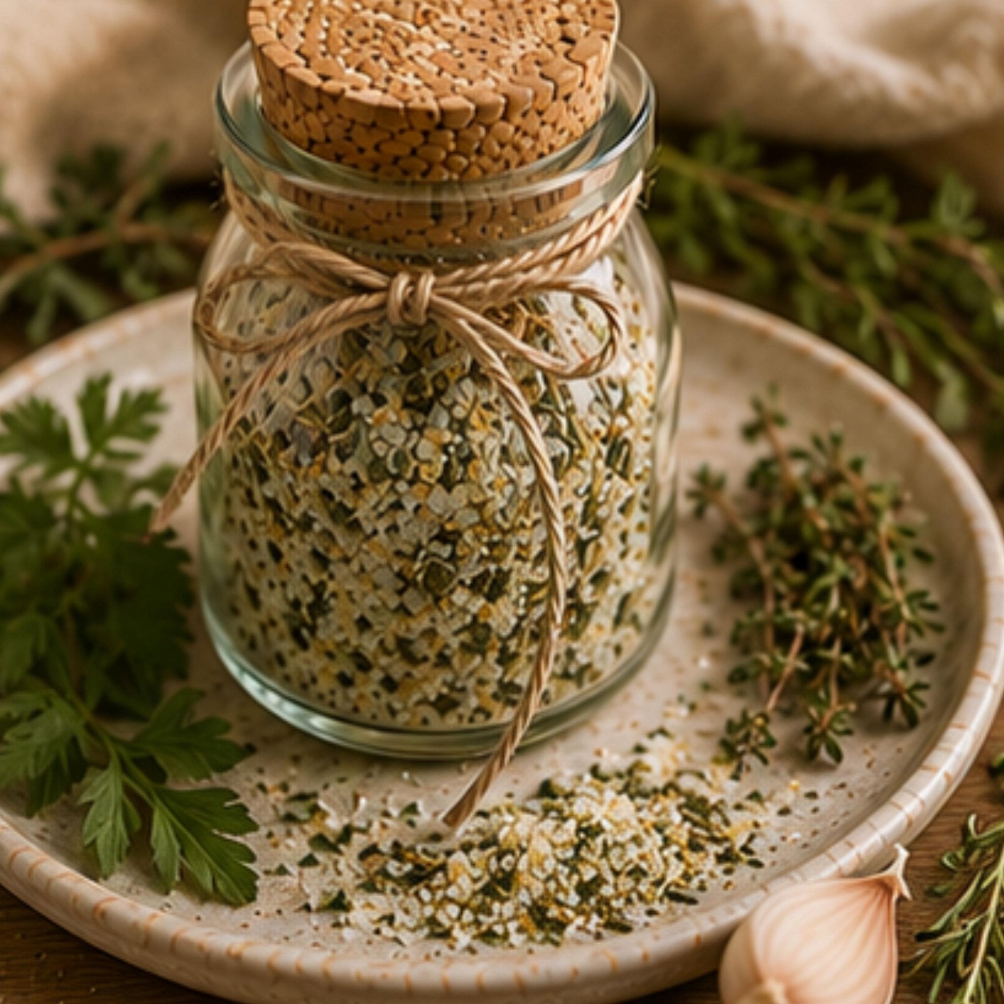 French Garden Herb Seasoning Salt, Vegetable Finishing Seasoning, Chicken Dry Rub, Gourmet Pantry Gift - Winterberry Hearth