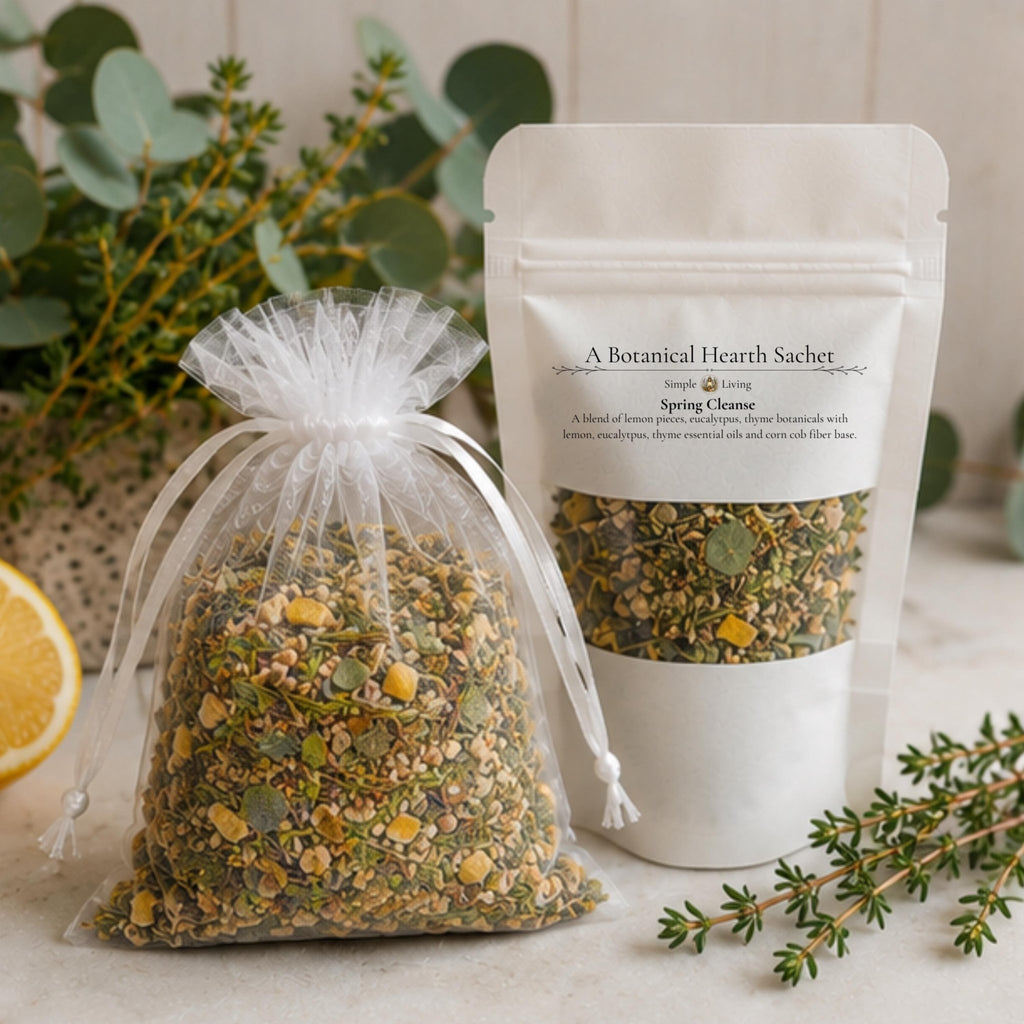 Fresh Botanical Home Fragrance Sachet, Spring Cleanse Lemon Eucalyptus Bowl Filler, Herbal Hearth Gift - Winterberry Hearth