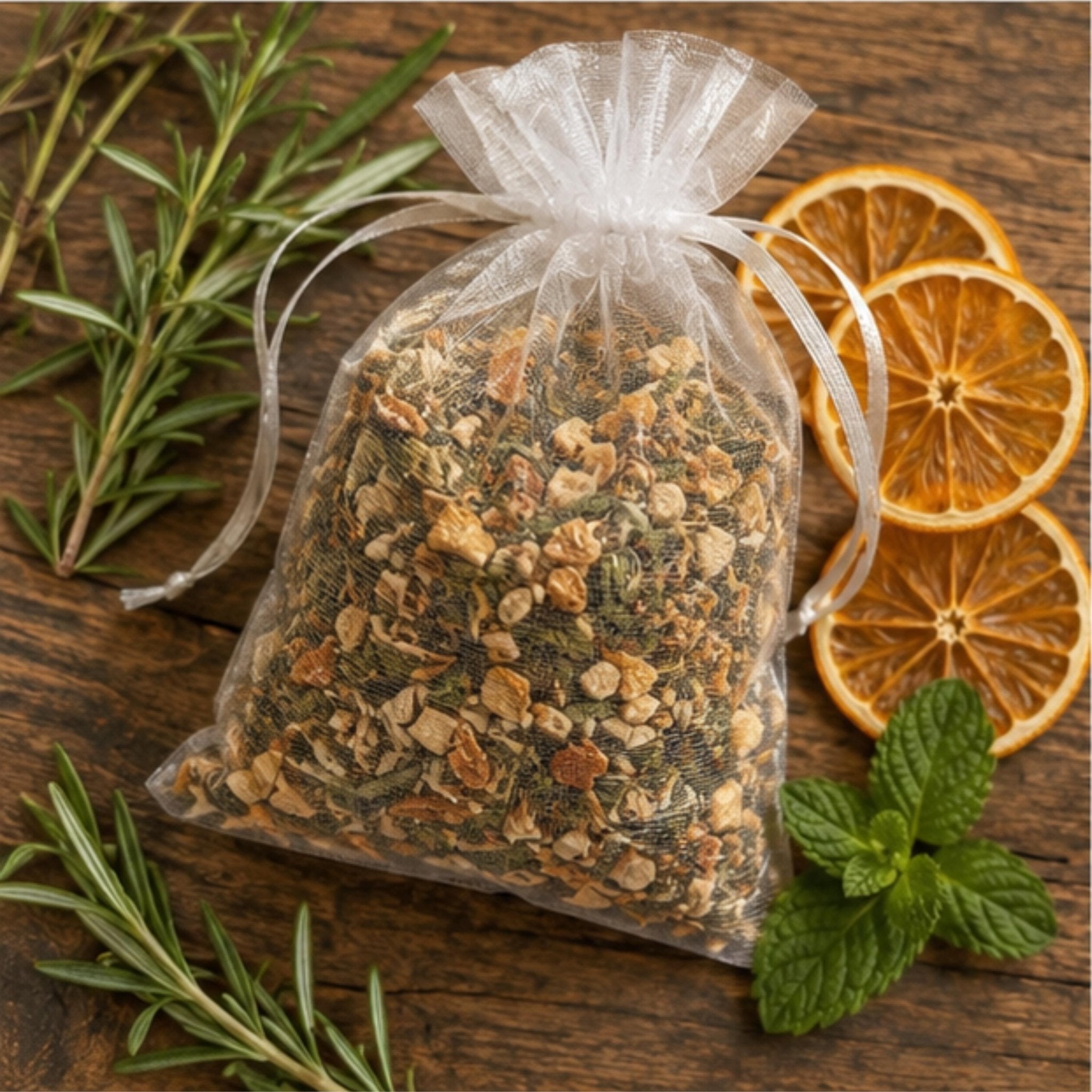 Fresh Citrus Herb Home Fragrance, Morning Grove Sachet, Rosemary Orange, Aromatherapy Gift, Drawer Freshener - Winterberry Hearth