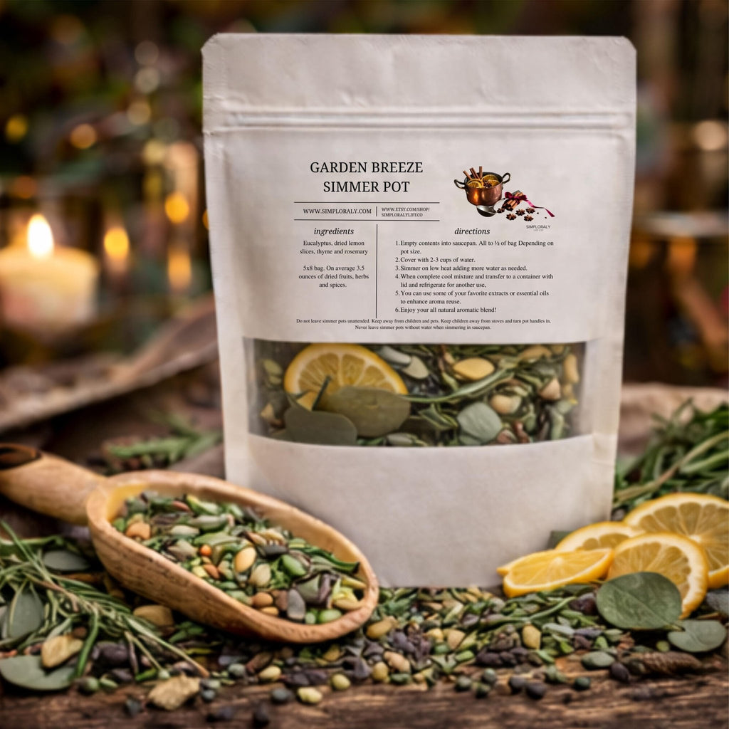 Garden Breeze Simmer Pot, Eucalyptus Lemon Herbal Stovetop Potpourri, Botanical Home Fragrance - Winterberry Hearth