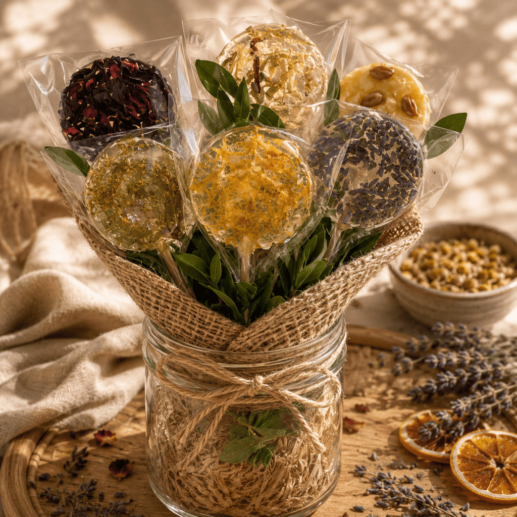 Gourmet Herbal Tea Lollipop Stir Stick Gift Set, Cocktail Sweetener - Winterberry Hearth