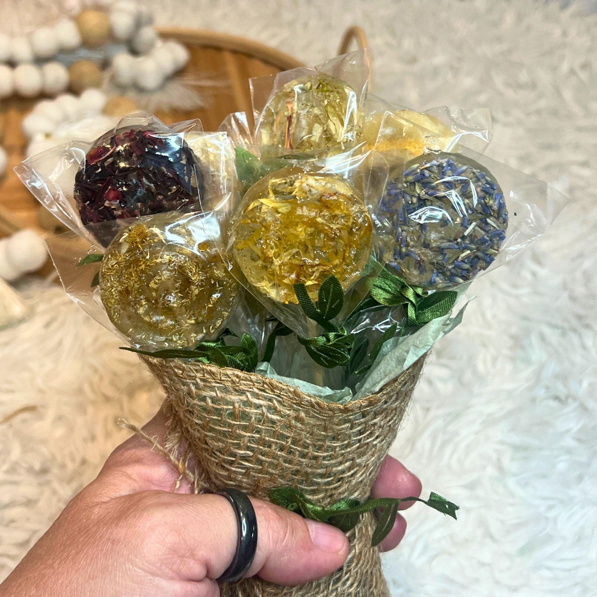 Gourmet Herbal Tea Lollipop Stir Sticks Gift Set: Artisan Cocktail Candy Sweetener - Winterberry Hearth