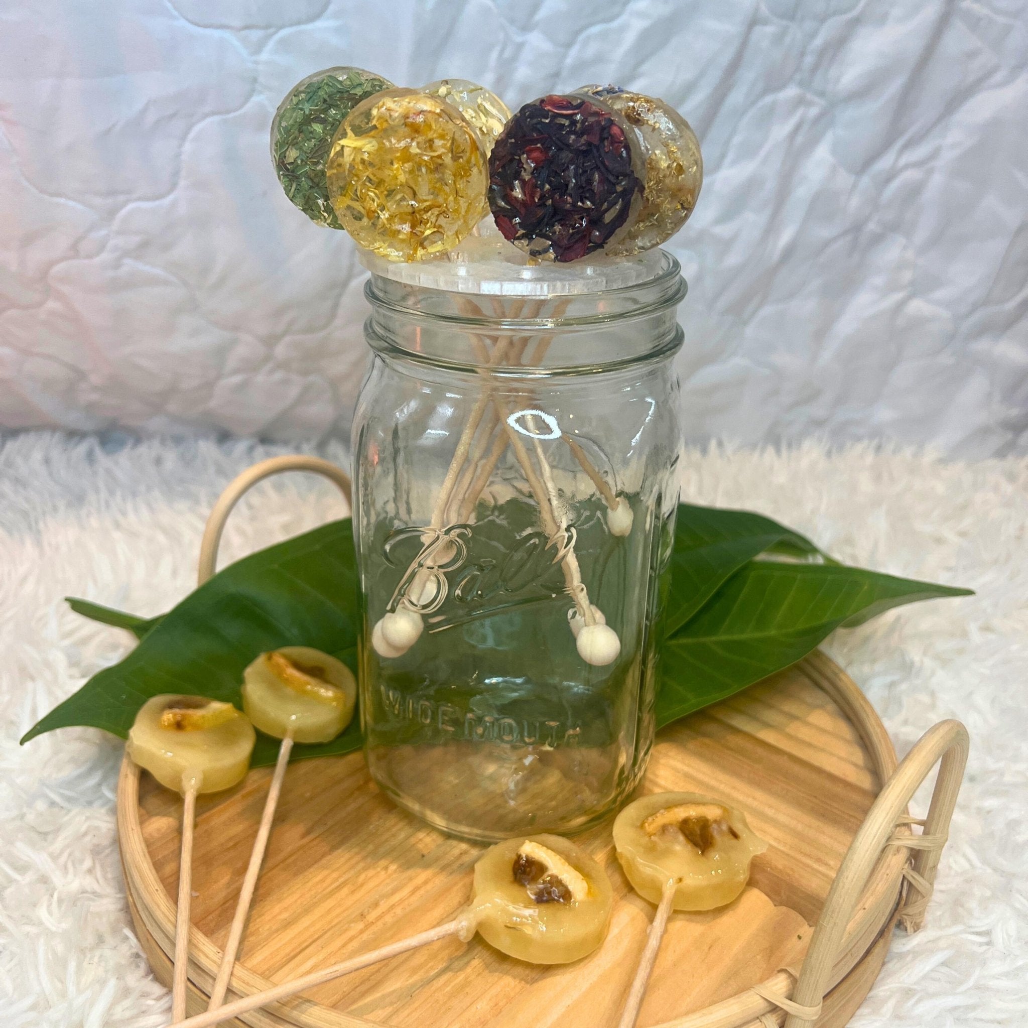 Gourmet Herbal Tea Lollipop Stir Sticks Gift Set: Artisan Cocktail Candy Sweetener - Winterberry Hearth