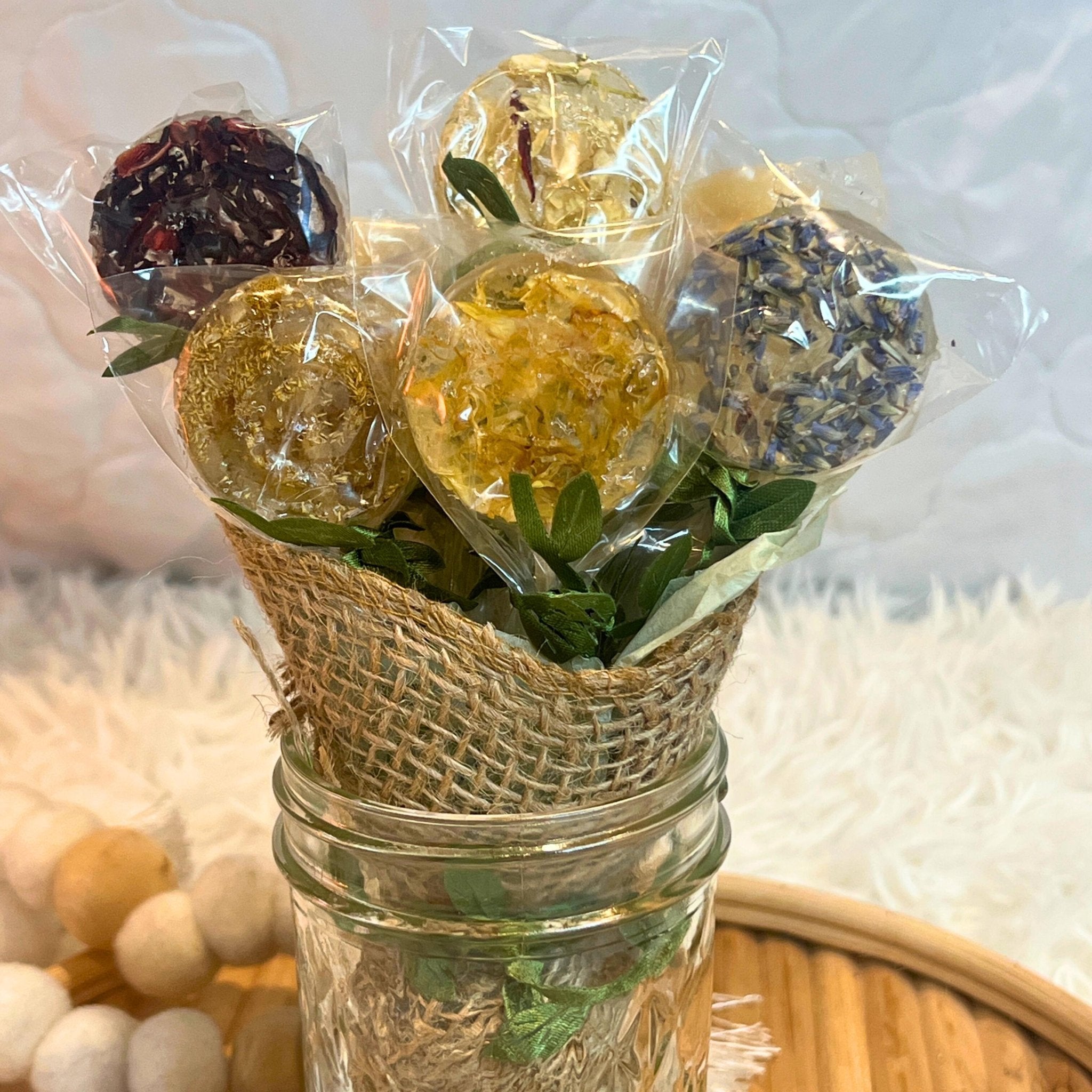 Gourmet Herbal Tea Lollipop Stir Sticks Gift Set: Artisan Cocktail Candy Sweetener - Winterberry Hearth
