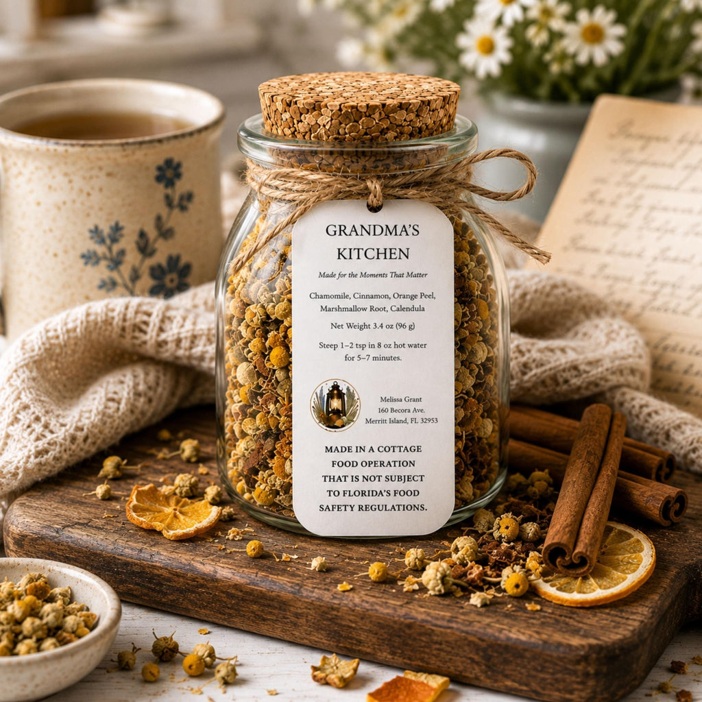 Grandma's Kitchen Rooibos Tea, Vanilla Orange Spice Blend, Loose Leaf Herbal Infusion, Caffeine Free - Winterberry Hearth
