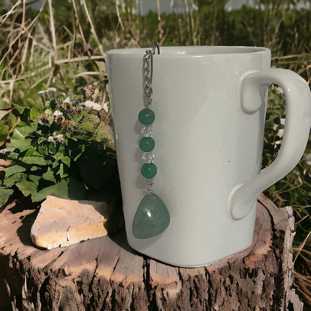 Green Aventurine Crystal Tea Steeper: Stainless Steel Loose Leaf Tea Infuser - Winterberry Hearth