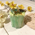 Green Aventurine Drip Candle with Herbs: Intentional Prosperity & Abundance Crystal - Winterberry Hearth