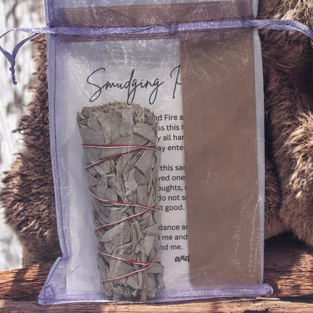 Healing Crystal Mining Bucket Gift Set: Sage Wand, Smudging Card - Winterberry Hearth