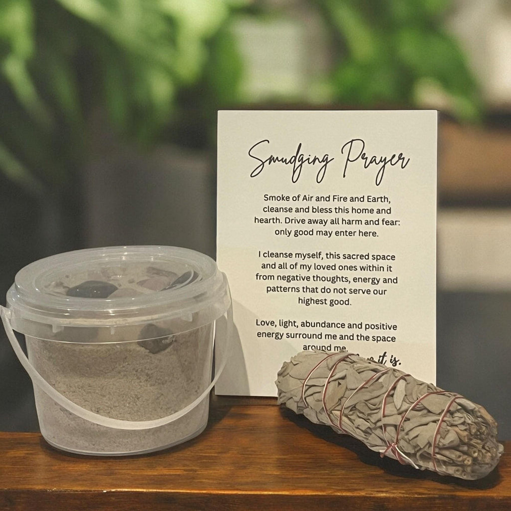 Healing Crystal Mining Bucket Gift Set: Sage Wand, Smudging Card - Winterberry Hearth