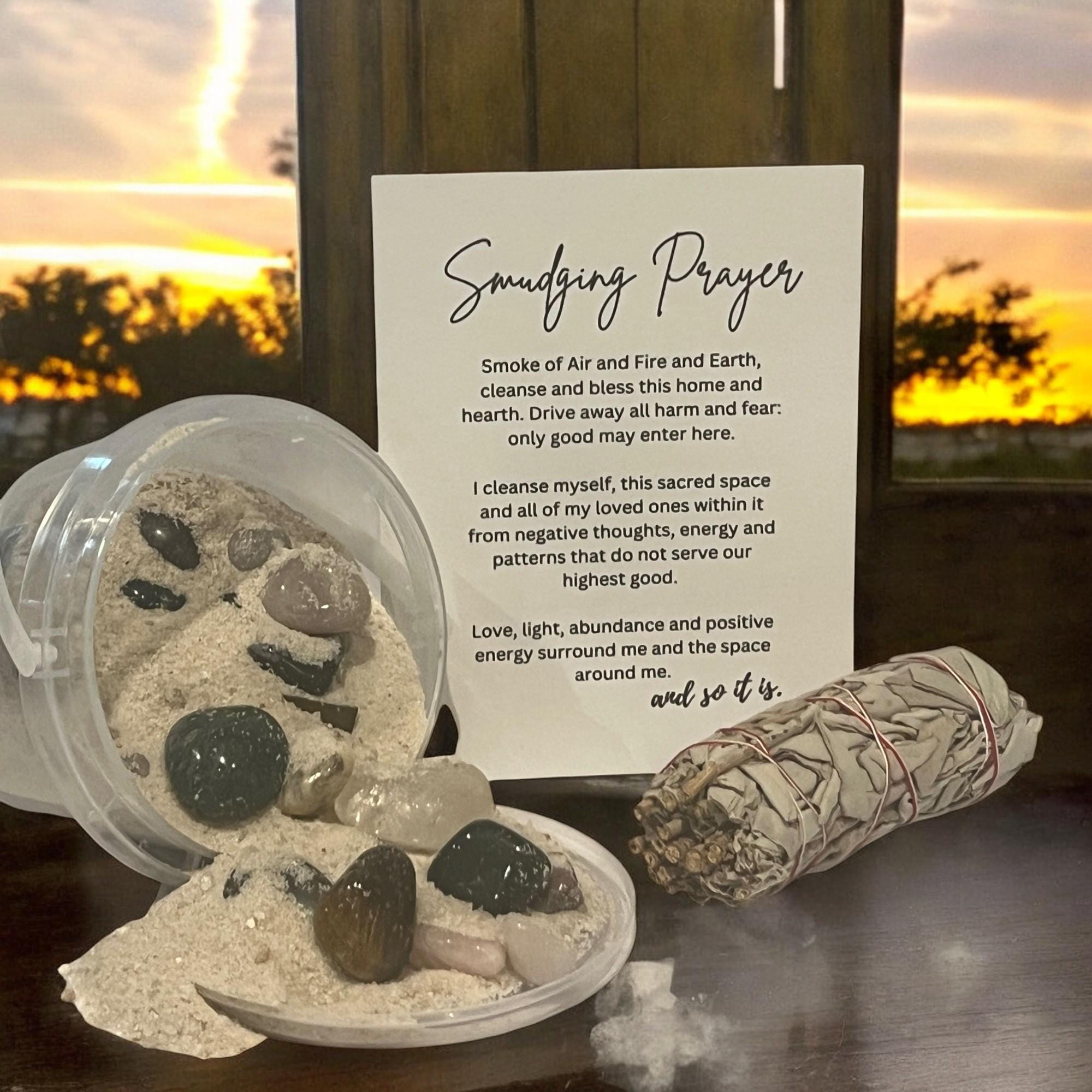 Healing Crystal Mining Bucket Gift Set: Sage Wand, Smudging Card - Winterberry Hearth