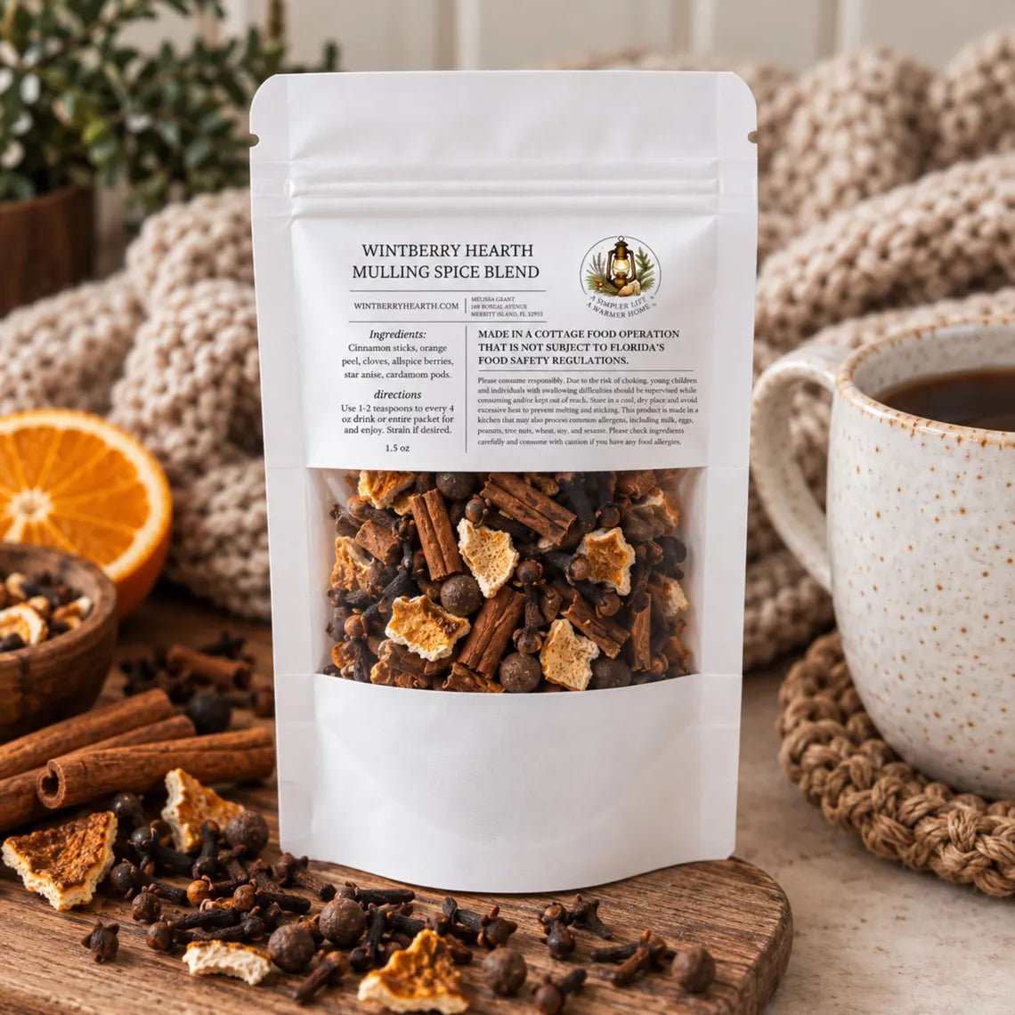 Hearth Blend Mulling Spice, Mulled Wine and Tea Infusion, Apple Cider Kit - Winterberry Hearth