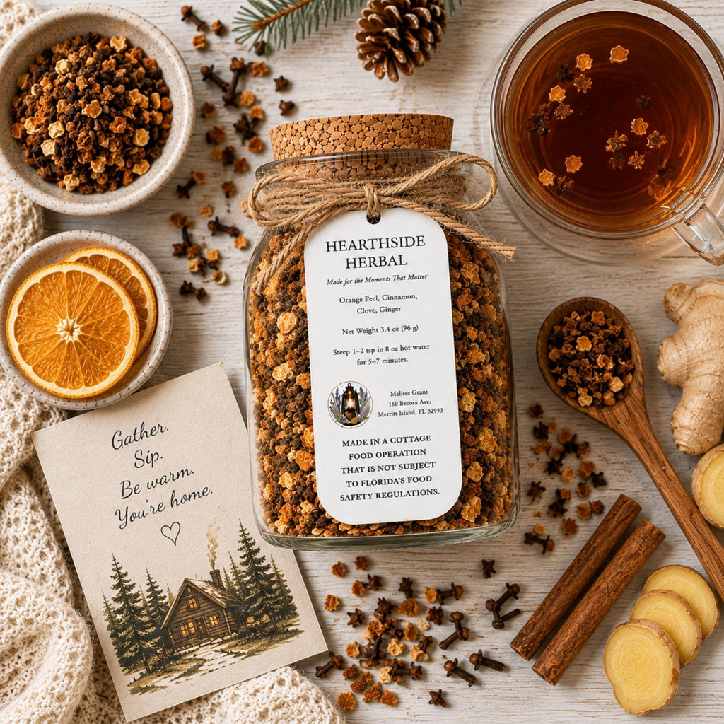 Hearthside Herbal Rooibos Tea, Orange Spice Loose Leaf Tea Blend, Naturally Caffeine Free - Winterberry Hearth