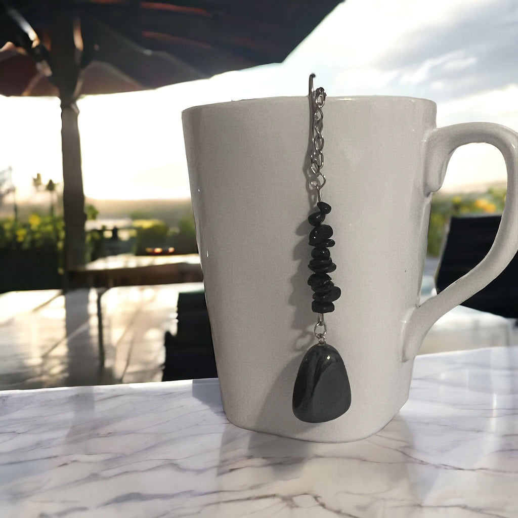 Hematite & Black Tourmaline Crystal Tea Steeper: Grounding Tea Brew - Winterberry Hearth