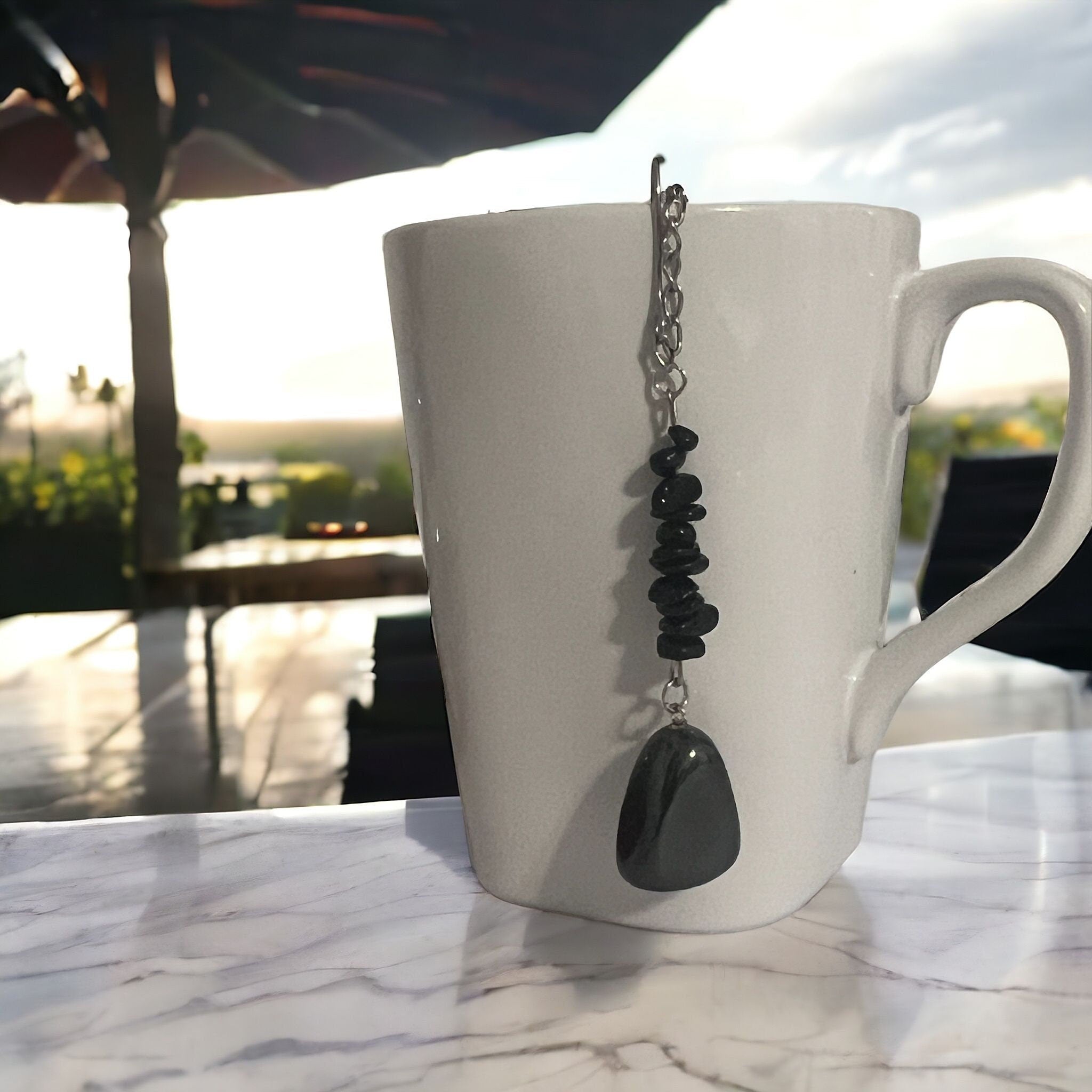 Hematite & Black Tourmaline Crystal Tea Steeper: Grounding Tea Brew - Winterberry Hearth