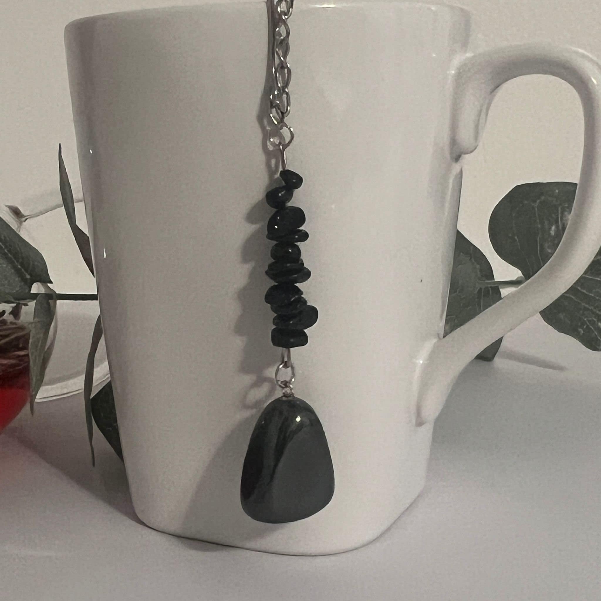 Hematite & Black Tourmaline Crystal Tea Steeper: Grounding Tea Brew - Winterberry Hearth