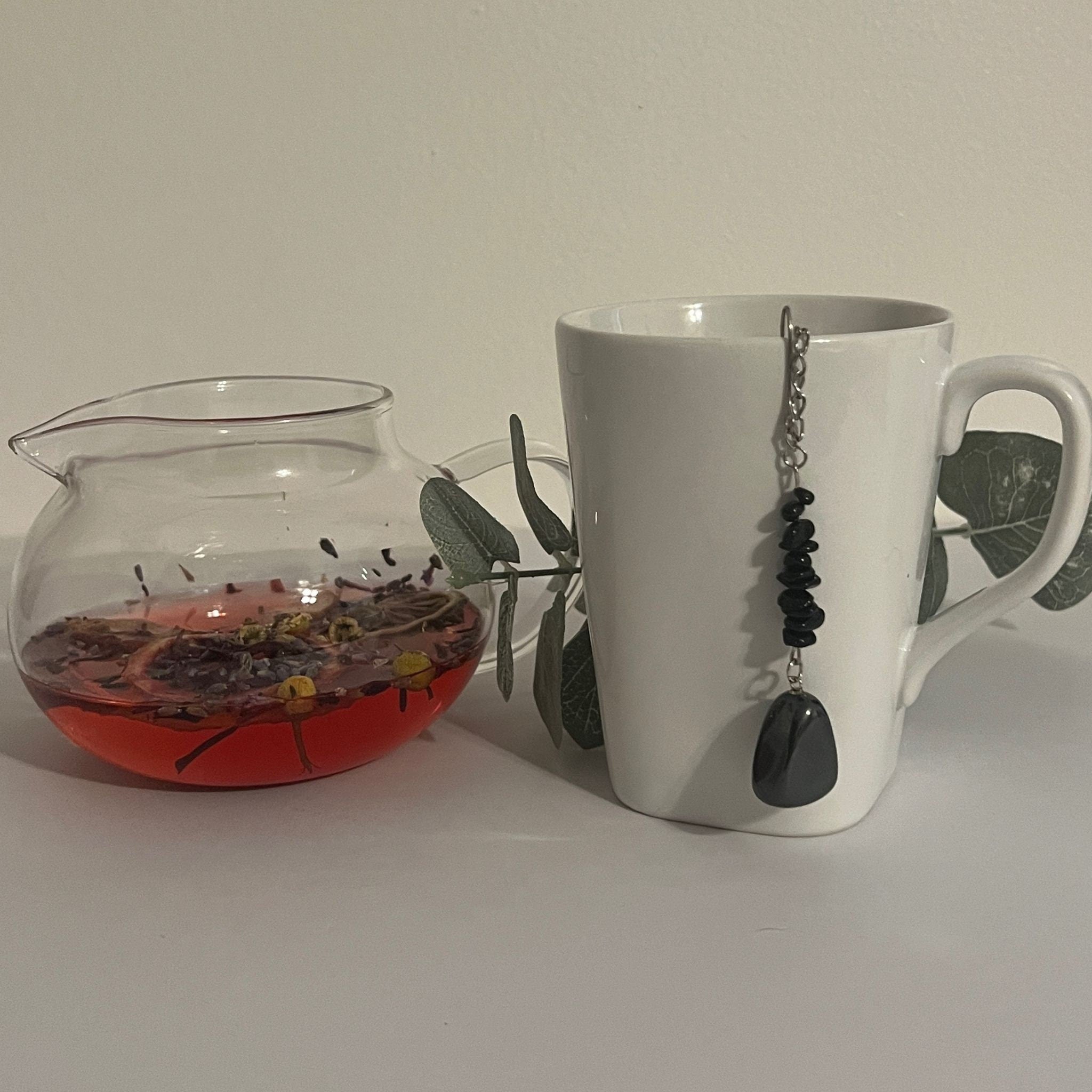 Hematite & Black Tourmaline Crystal Tea Steeper: Grounding Tea Brew - Winterberry Hearth
