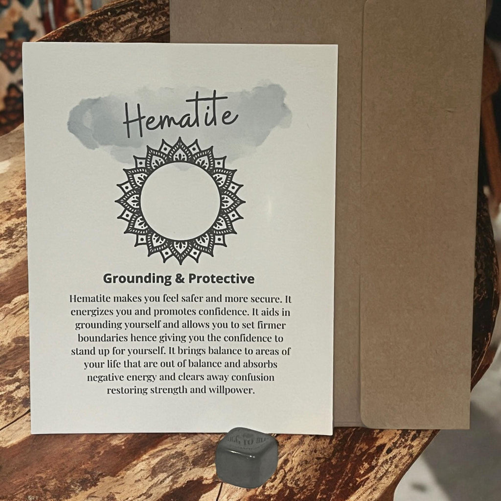 Hematite Crystal with Meaning Card: Grounding Energy, Focus Tool & Gift - Winterberry Hearth