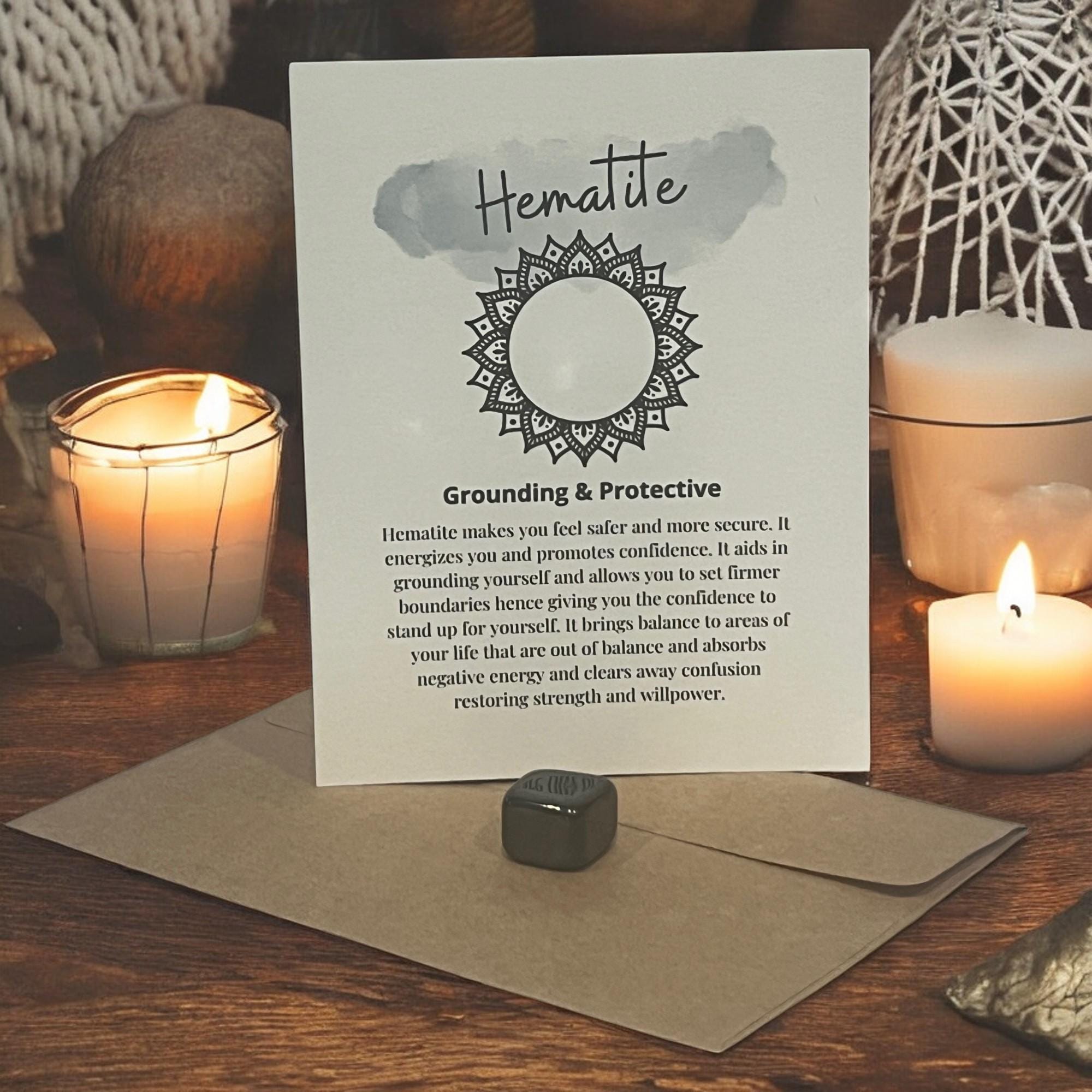 Hematite Crystal with Meaning Card: Grounding Energy, Focus Tool & Gift - Winterberry Hearth