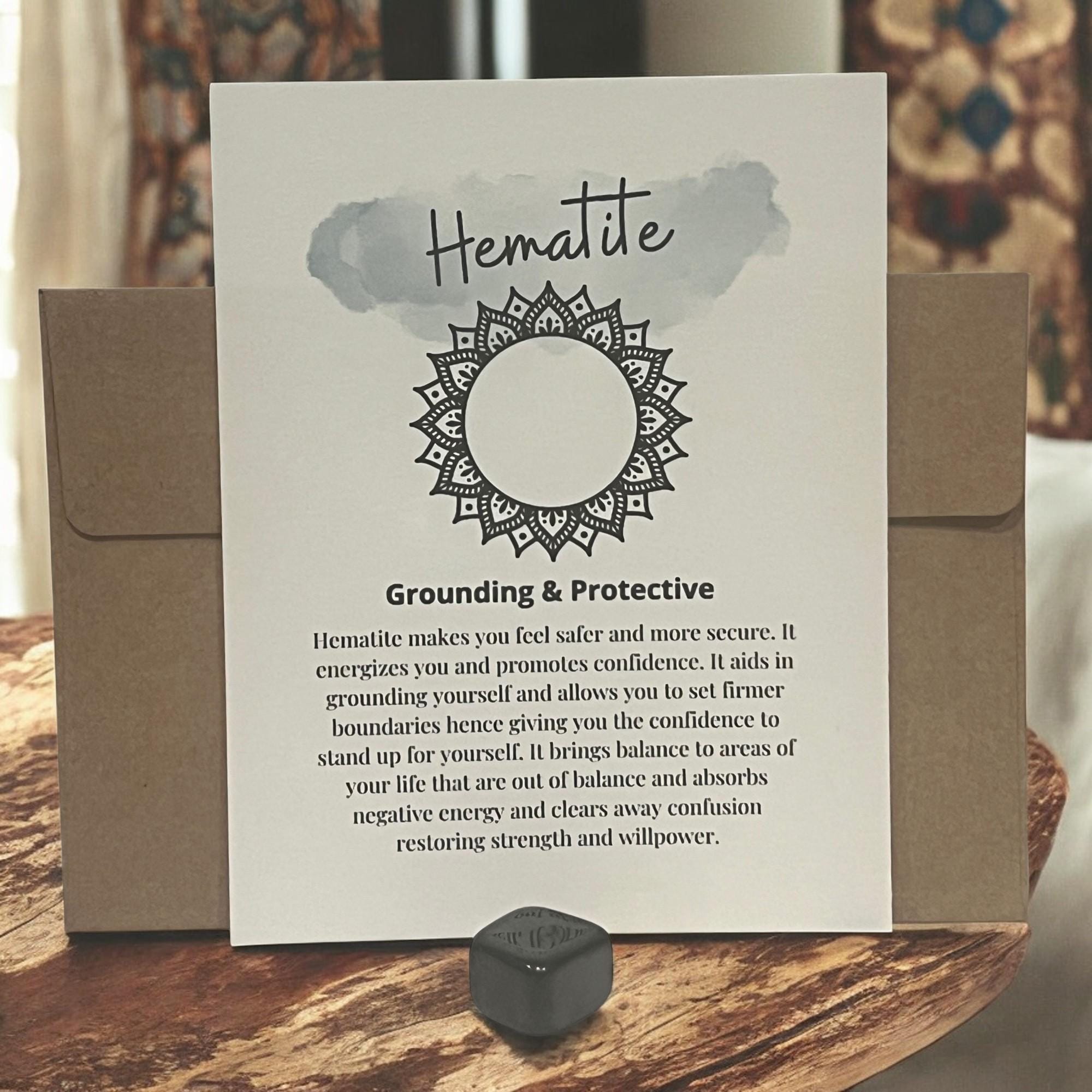 Hematite Crystal with Meaning Card: Grounding Energy, Focus Tool & Gift - Winterberry Hearth