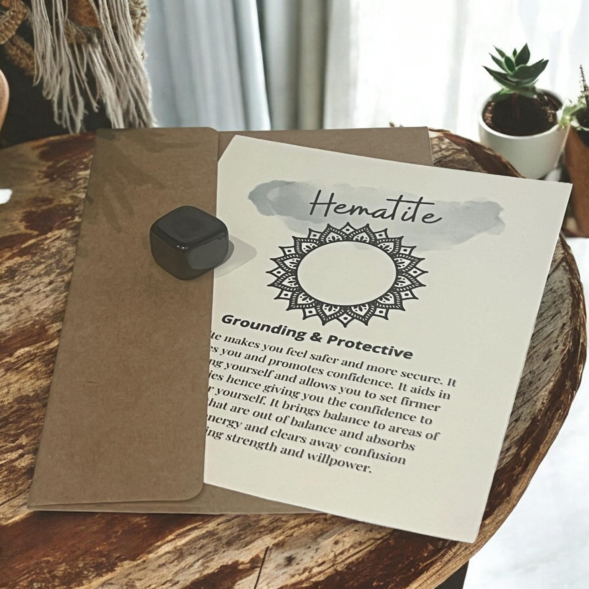 Hematite Crystal with Meaning Card: Grounding Energy, Focus Tool & Gift - Winterberry Hearth
