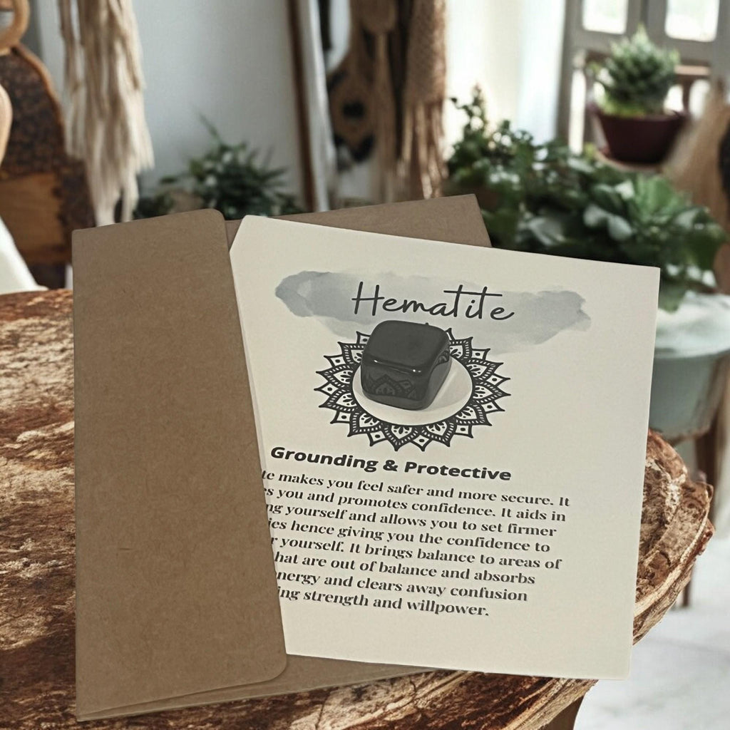 Hematite Crystal with Meaning Card: Grounding Energy, Focus Tool & Gift - Winterberry Hearth