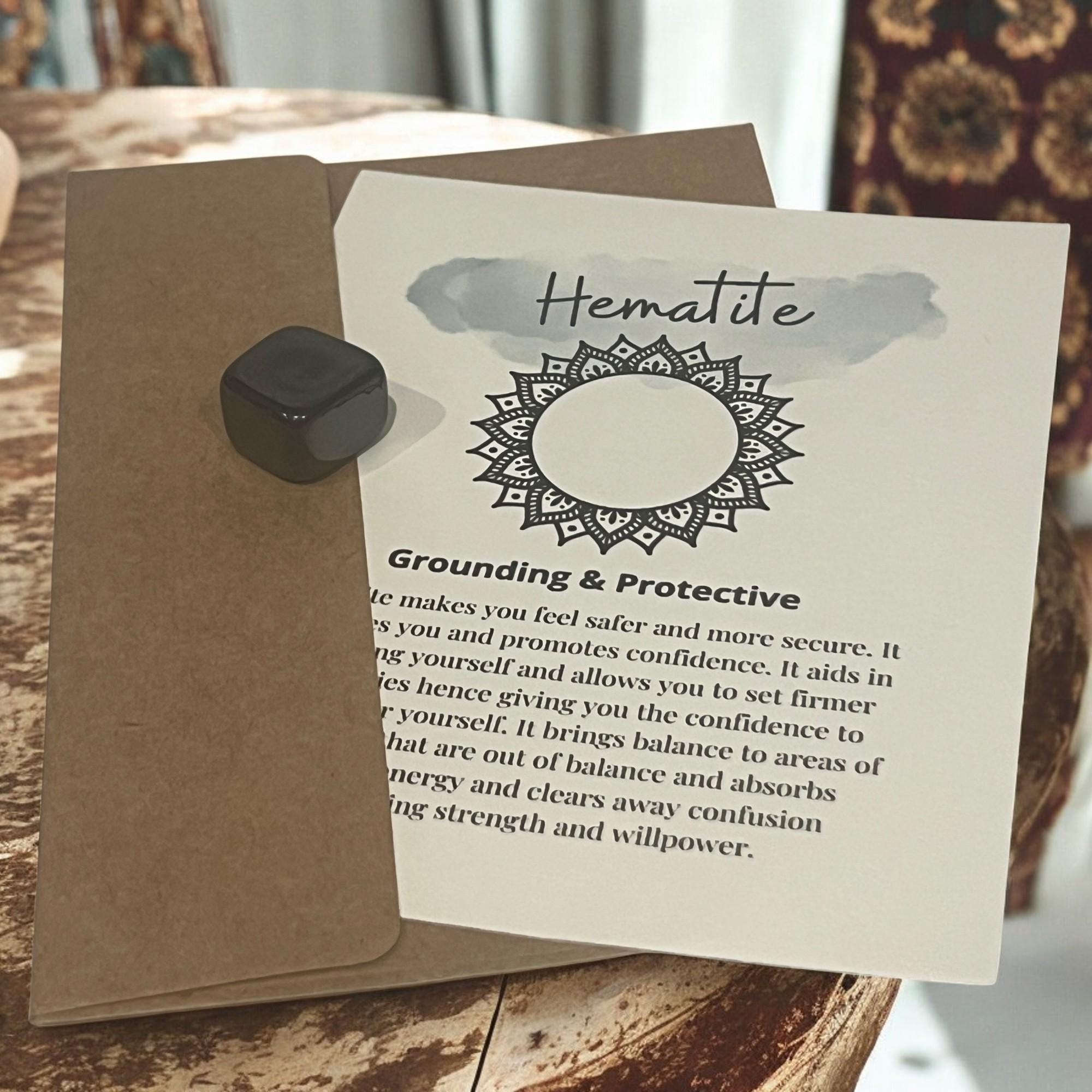 Hematite Crystal with Meaning Card: Grounding Energy, Focus Tool & Gift - Winterberry Hearth