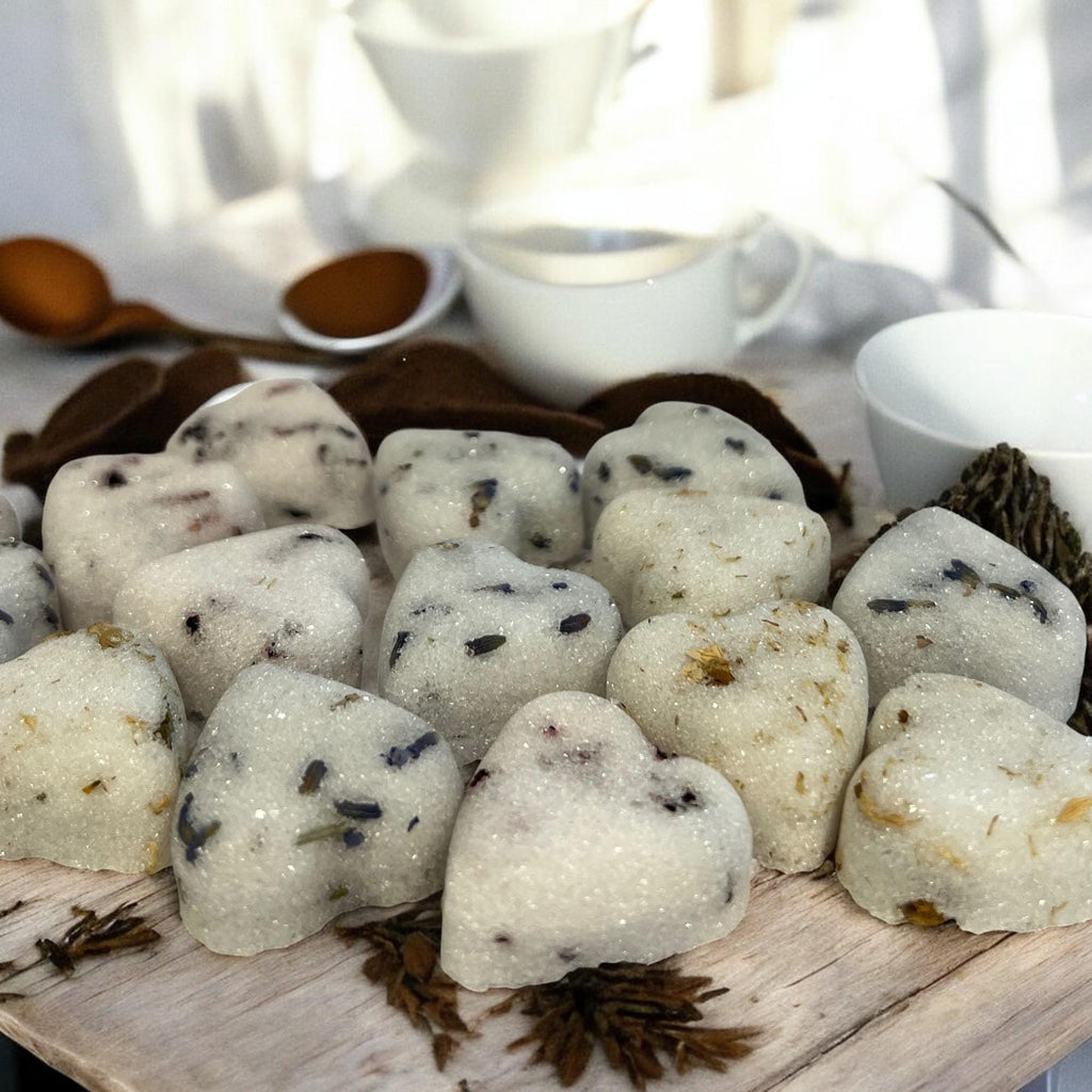 Herb Infused Heart Sugar Cubes: Gourmet Tea & Coffee Sweetener - Winterberry Hearth