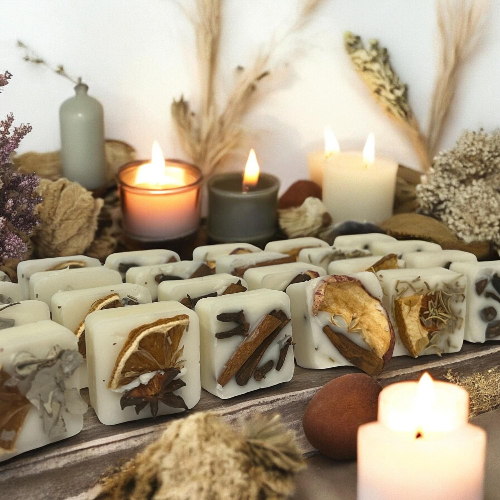 Herb Infused Soy Wax Melts: Botanical Spice Aroma, Set of 24 - Winterberry Hearth