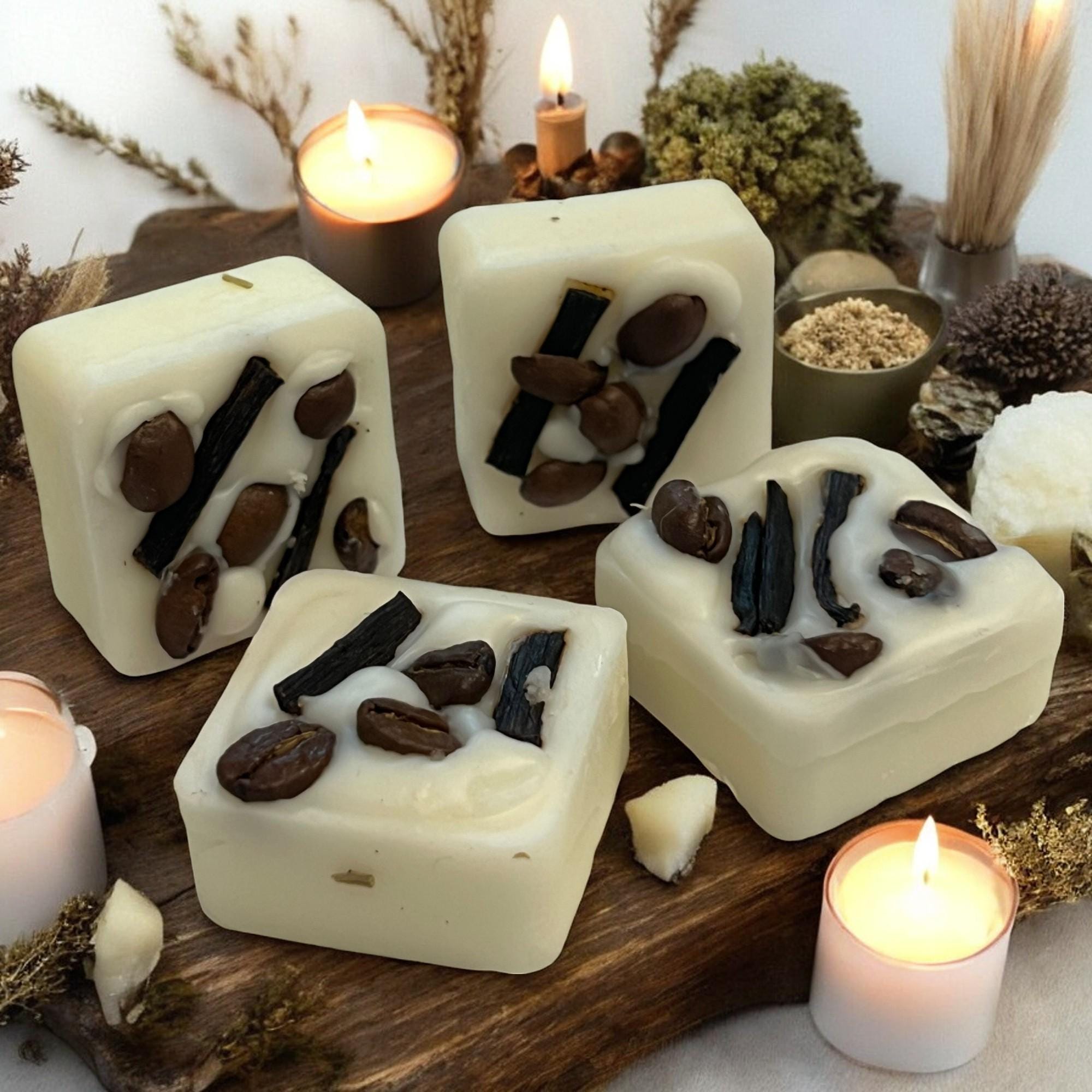 Herb Infused Soy Wax Melts: Coffee Bean & Vanilla Scented Tarts - Winterberry Hearth