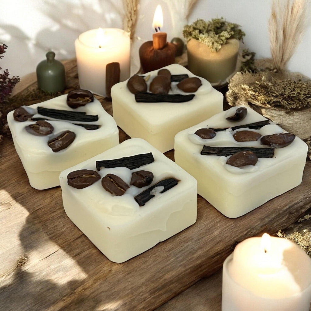 Herb Infused Soy Wax Melts: Coffee Bean & Vanilla Scented Tarts - Winterberry Hearth