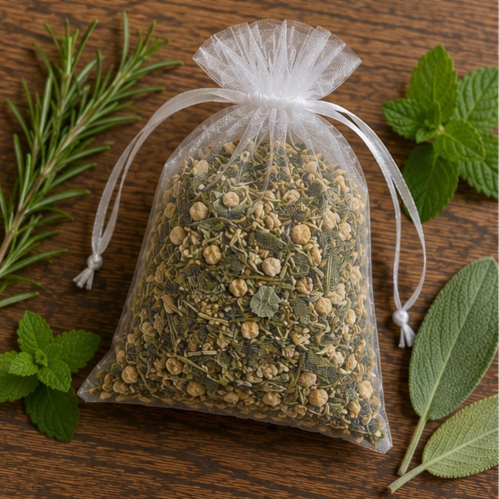Herbal Garden Home Fragrance Sachet, Garden Rest Herb Pouch, Rosemary Mint Sage Botanical Freshener - Winterberry Hearth