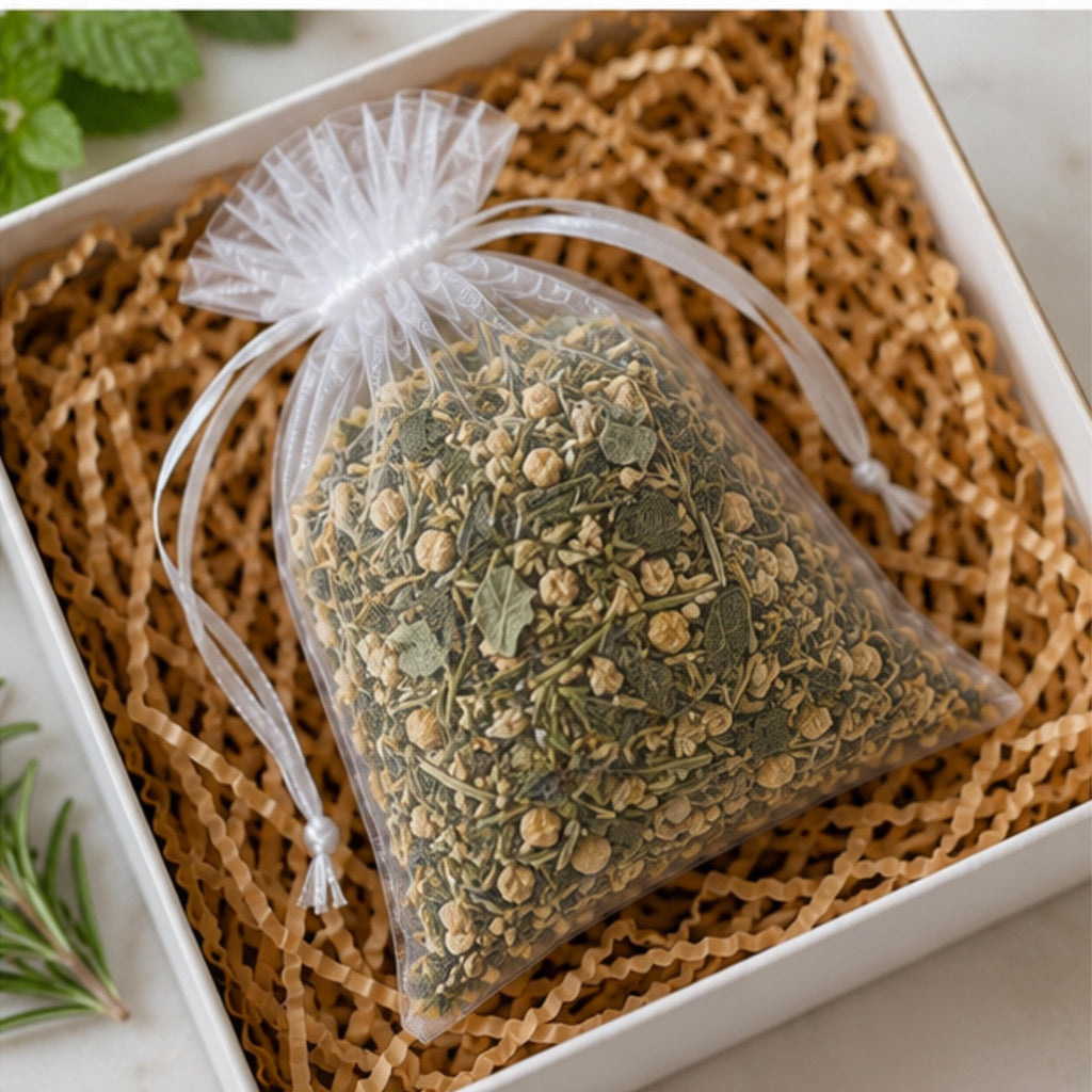 Herbal Garden Home Fragrance Sachet, Garden Rest Herb Pouch, Rosemary Mint Sage Botanical Freshener - Winterberry Hearth