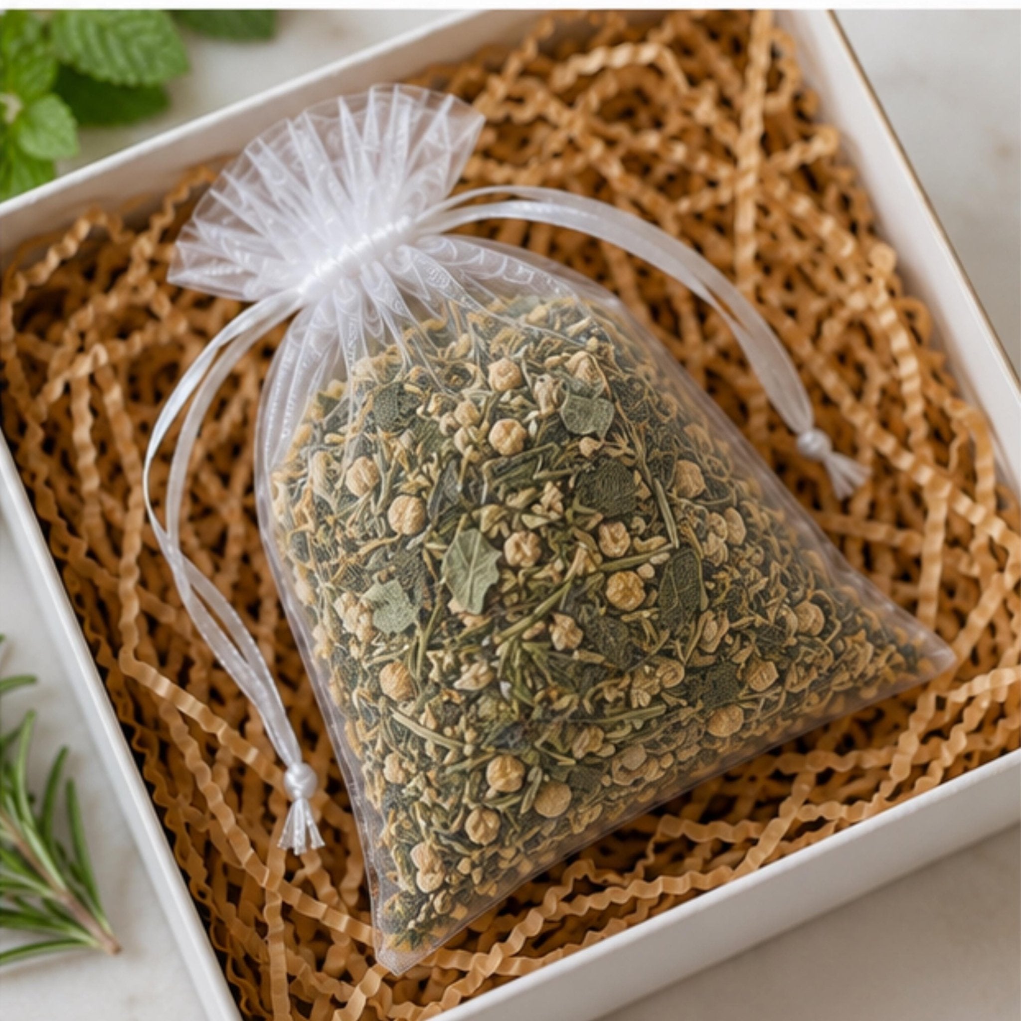 Herbal Garden Home Fragrance Sachet, Garden Rest Herb Pouch, Rosemary Mint Sage Botanical Freshener - Winterberry Hearth