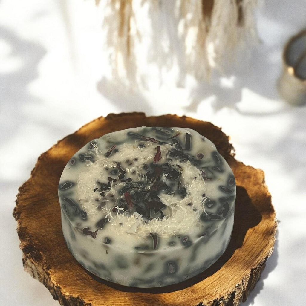 Hibiscus Rose Goat Milk Loofah Soap: Exfoliating Floral Soap Bar - Winterberry Hearth