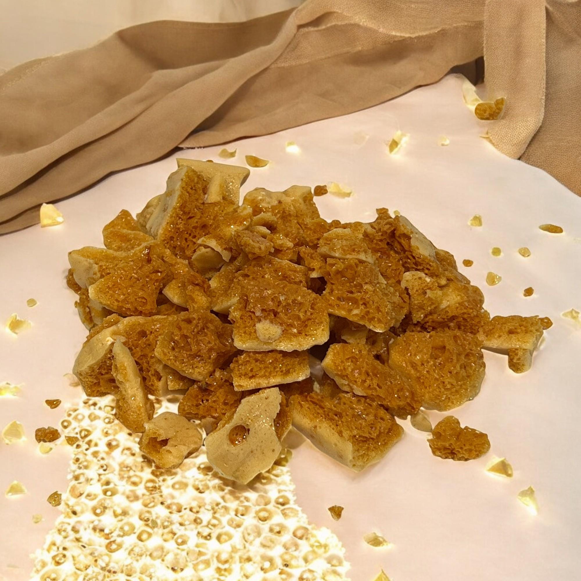 Honeycomb Candy Snack, Classic Seafoam Sponge Toffee, Light Crunchy Caramelized Sugar Gourmet Treat - Winterberry Hearth