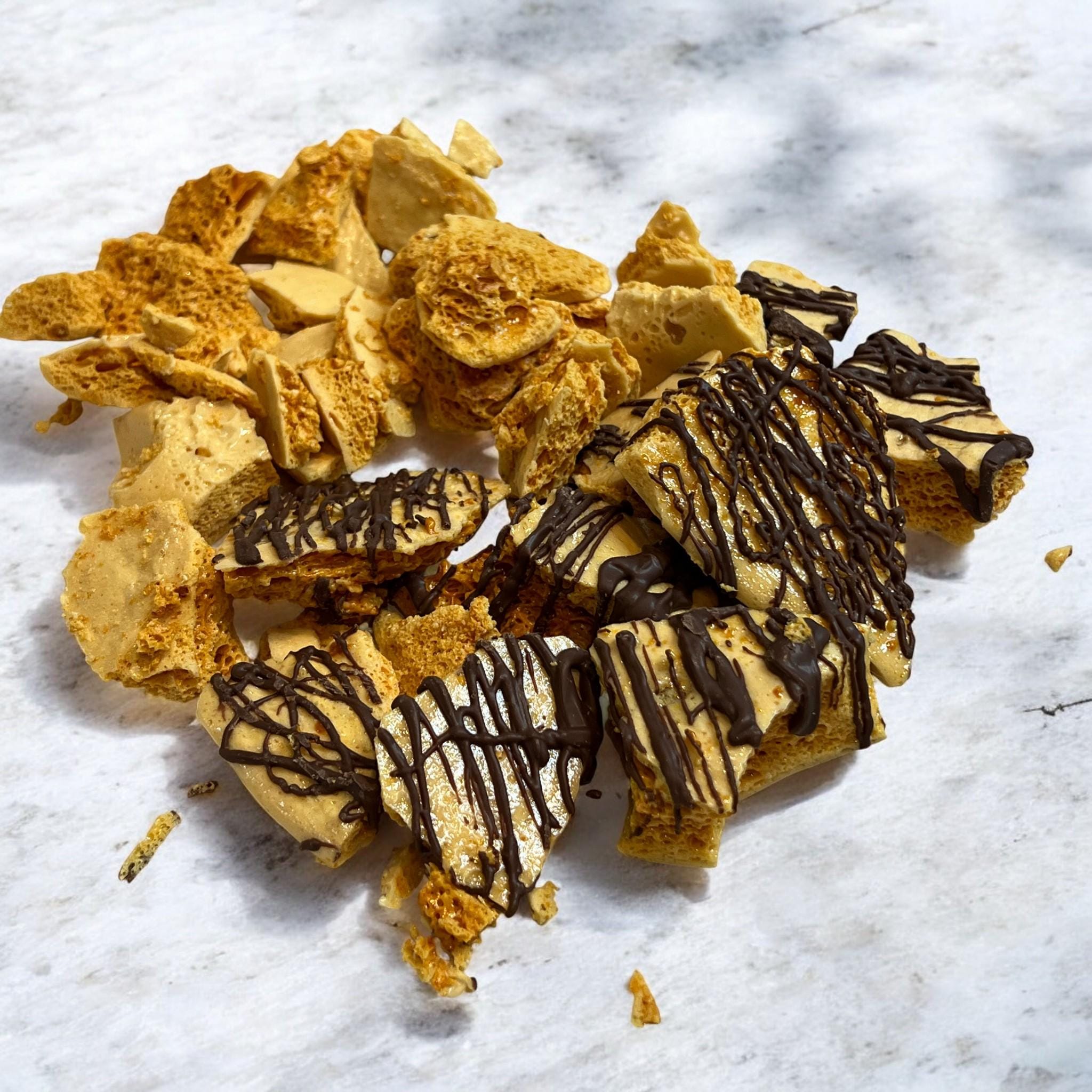 Honeycomb Candy Snack, Classic Seafoam Sponge Toffee, Light Crunchy Caramelized Sugar Gourmet Treat - Winterberry Hearth