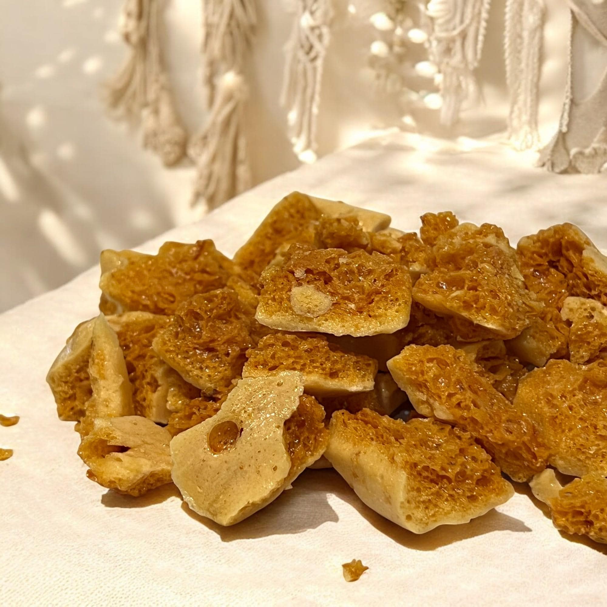 Honeycomb Candy Snack, Classic Seafoam Sponge Toffee, Light Crunchy Caramelized Sugar Gourmet Treat - Winterberry Hearth