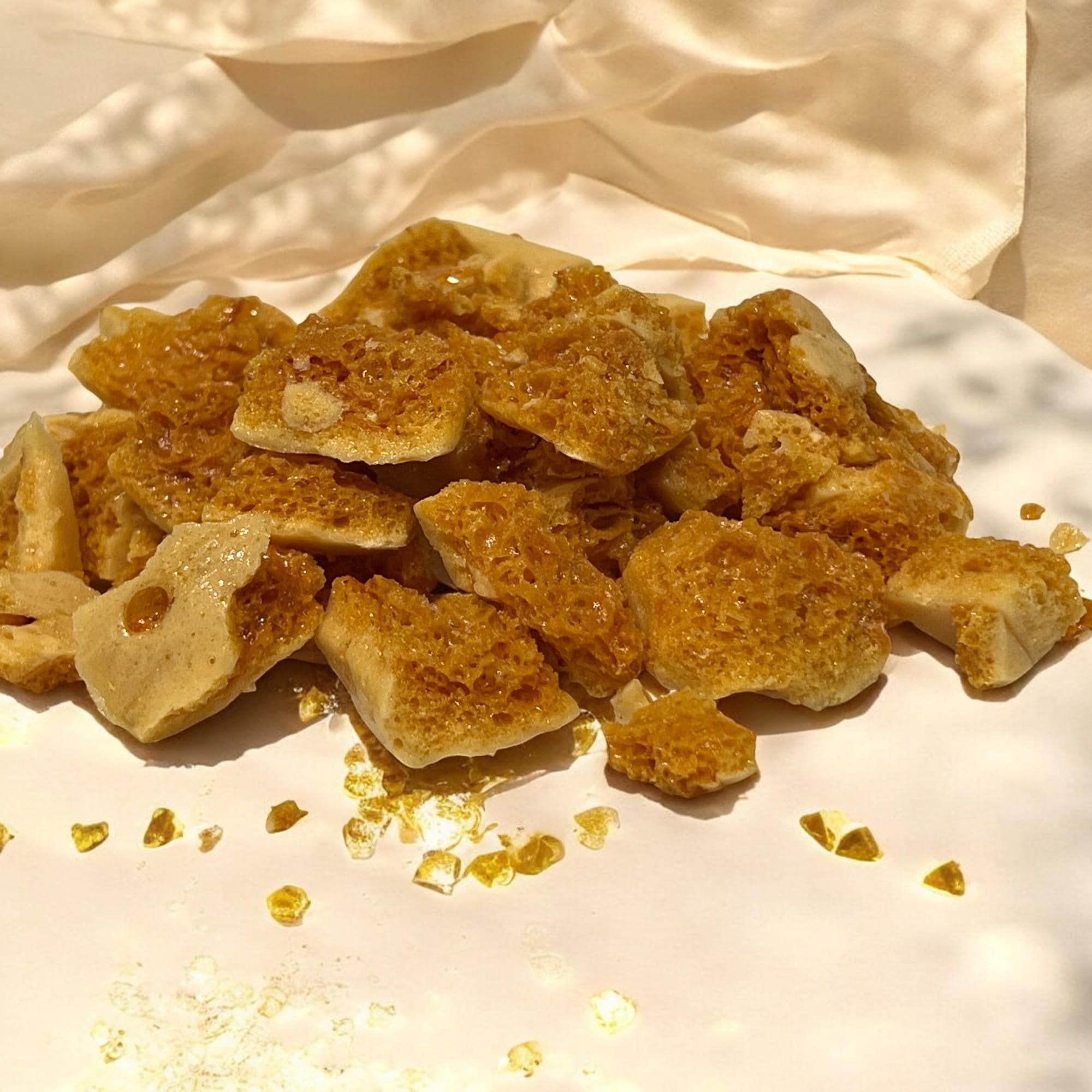 Honeycomb Candy Snack, Classic Seafoam Sponge Toffee, Light Crunchy Caramelized Sugar Gourmet Treat - Winterberry Hearth