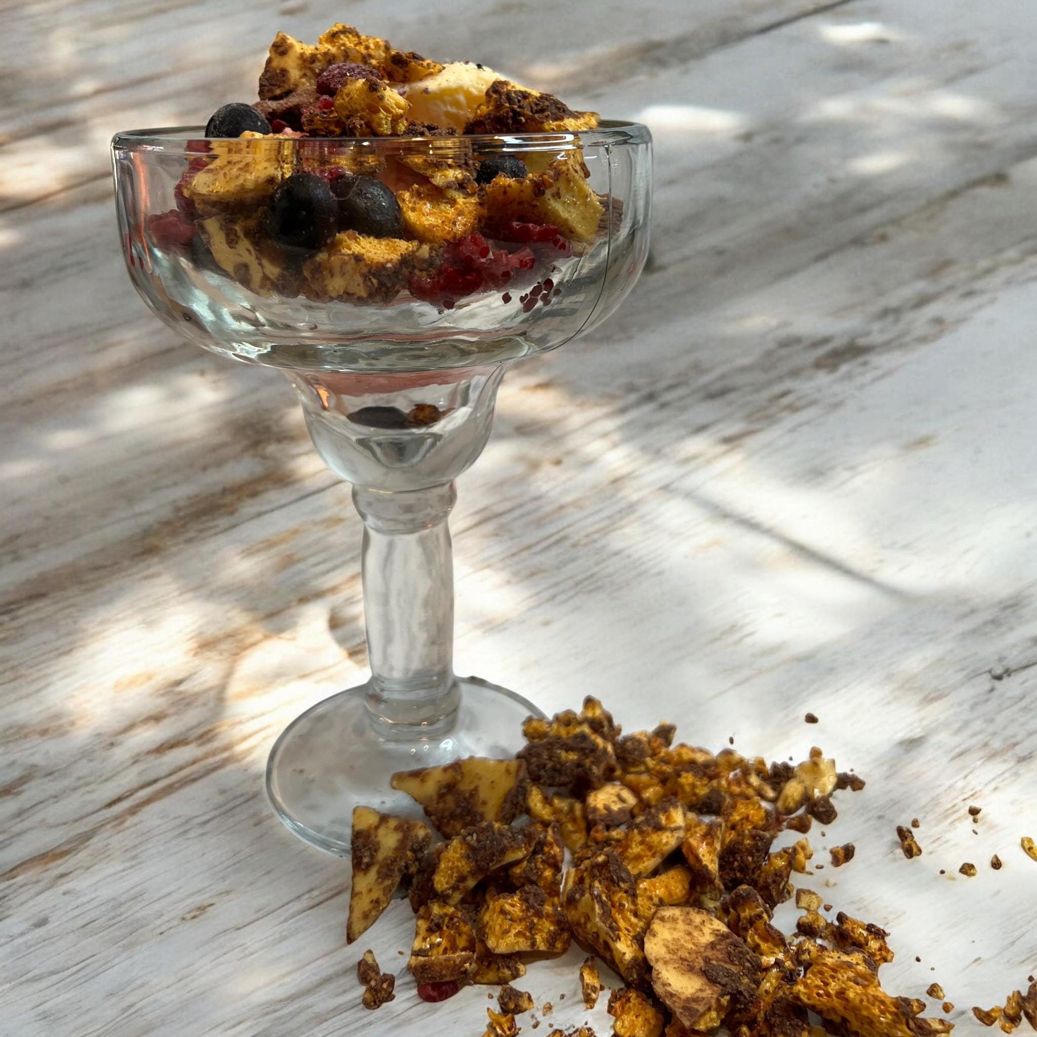 Honeycomb Garnish & Dessert Topping, Sponge Toffee Crumble, Caramelized Seafoam Gourmet Dessert Sprinkles - Winterberry Hearth