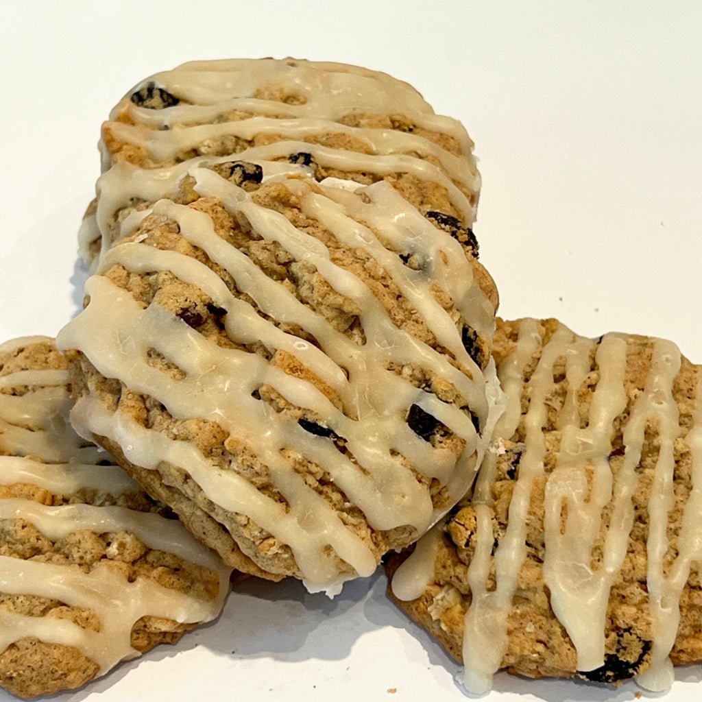 Iced Oatmeal Raisin Cookies, Vanilla Almond or Maple Homemade Bakery Tea Cakes, Gourmet Dessert - Winterberry Hearth
