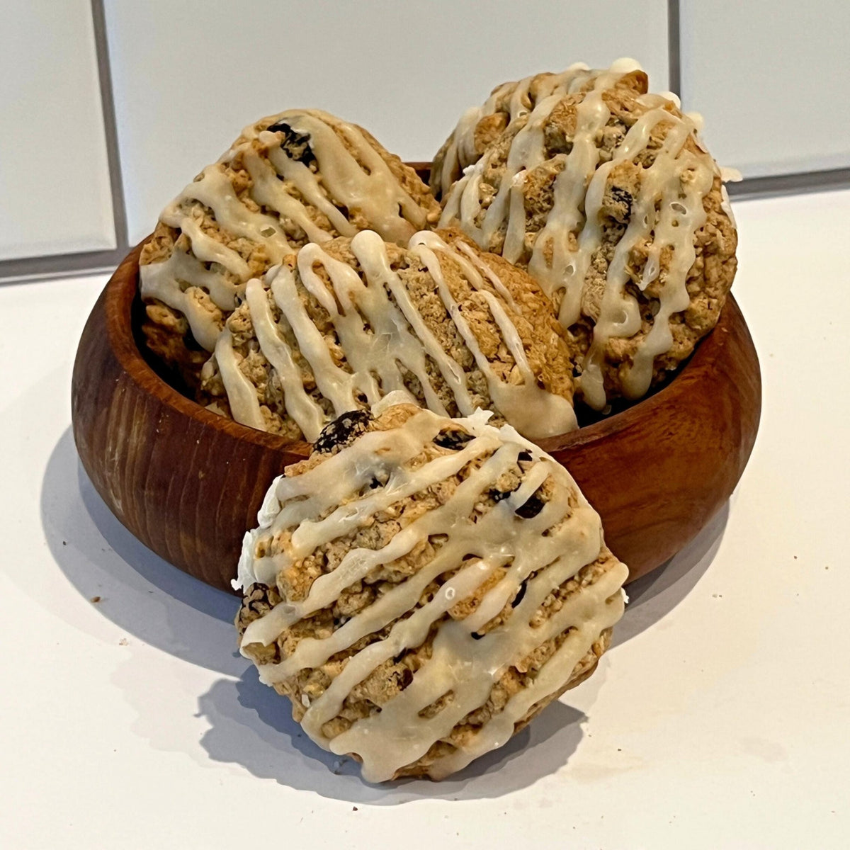Iced Oatmeal Raisin Cookies, Vanilla Almond or Maple Homemade Bakery Tea Cakes, Gourmet Dessert - Winterberry Hearth