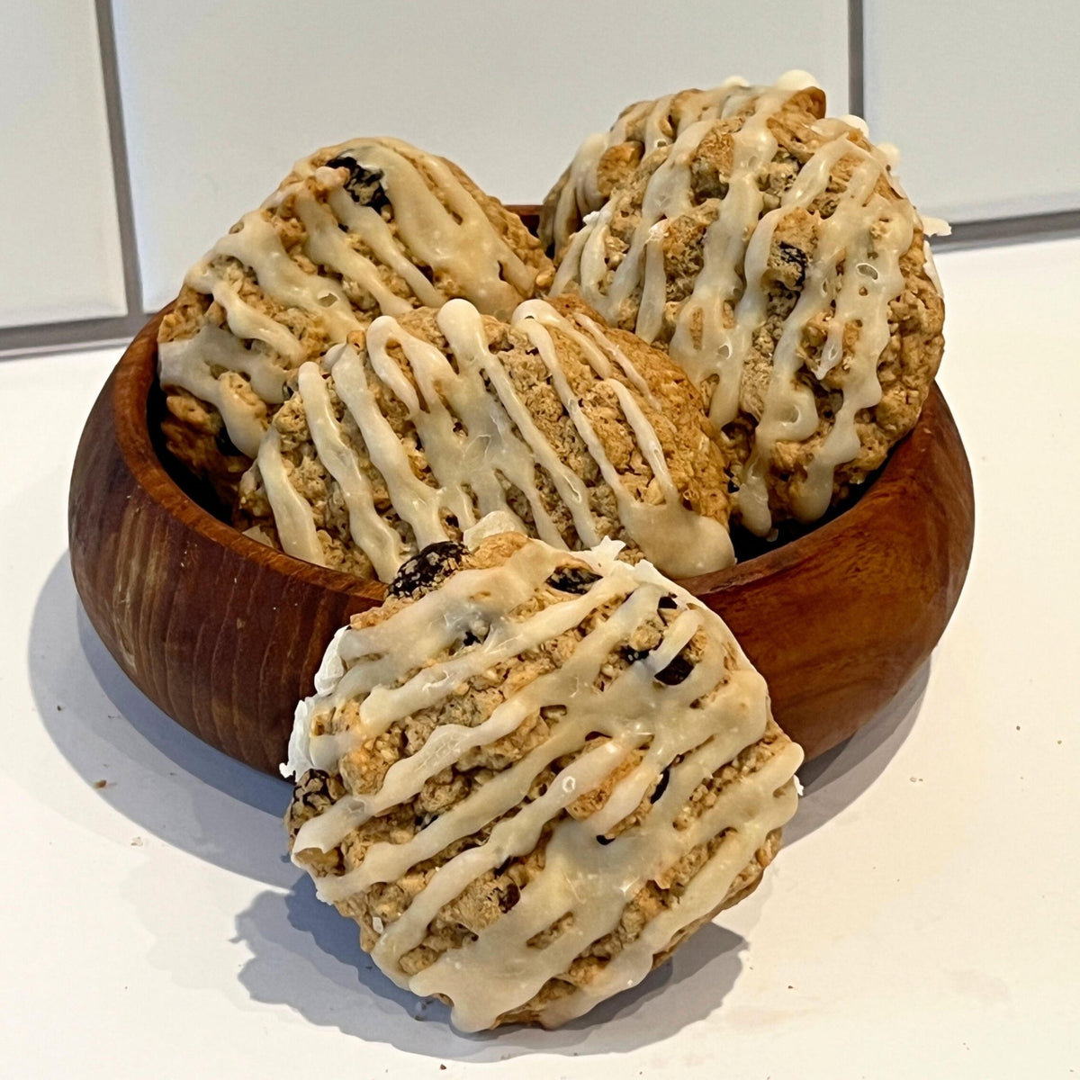 Iced Oatmeal Raisin Cookies, Vanilla Almond or Maple Homemade Bakery Tea Cakes, Gourmet Dessert - Winterberry Hearth