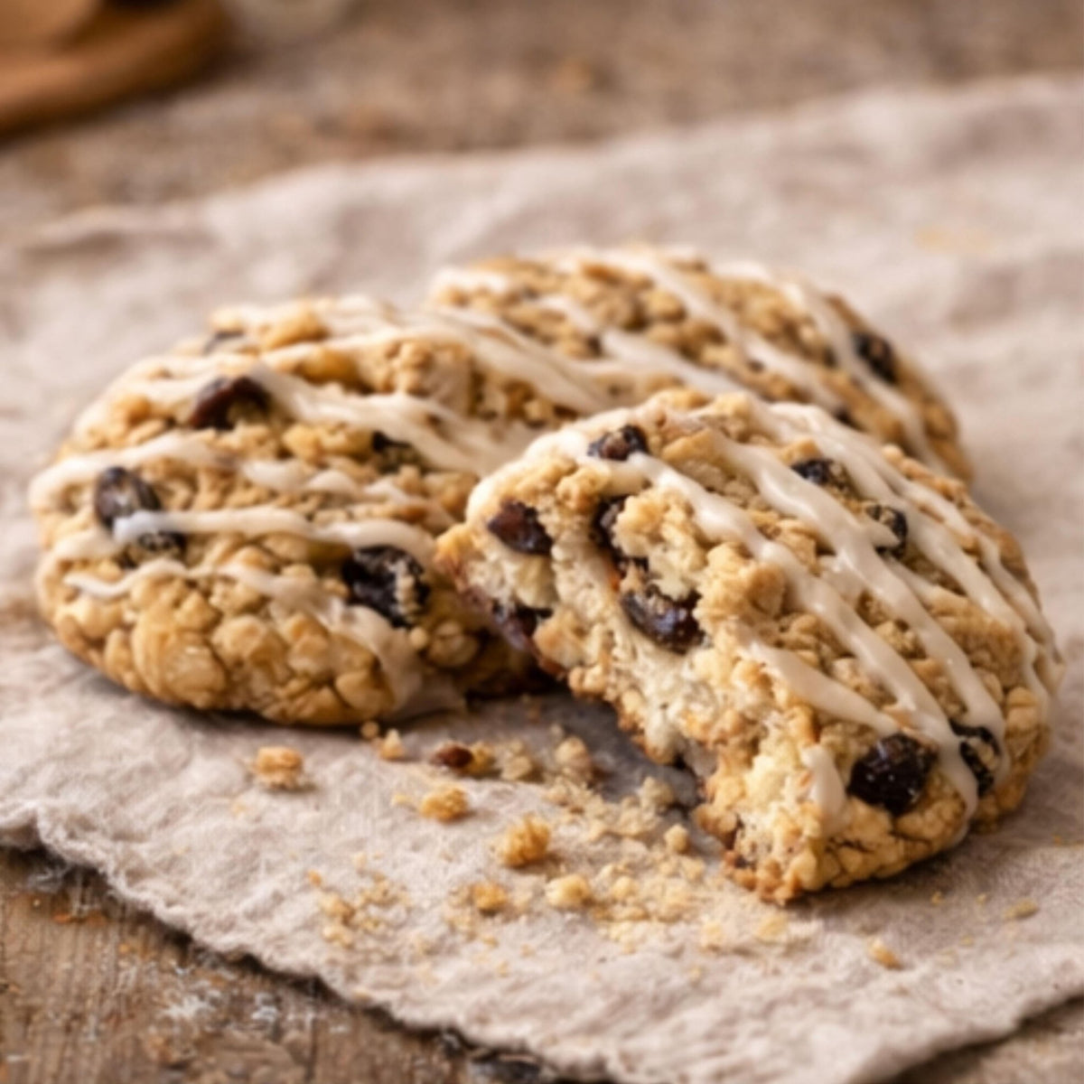 Iced Oatmeal Raisin Cookies, Vanilla Almond or Maple Homemade Bakery Tea Cakes, Gourmet Dessert - Winterberry Hearth