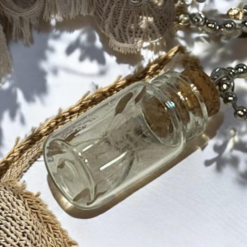 Dandelion Wish Bottle Necklace, Botanical Jewelry Gift