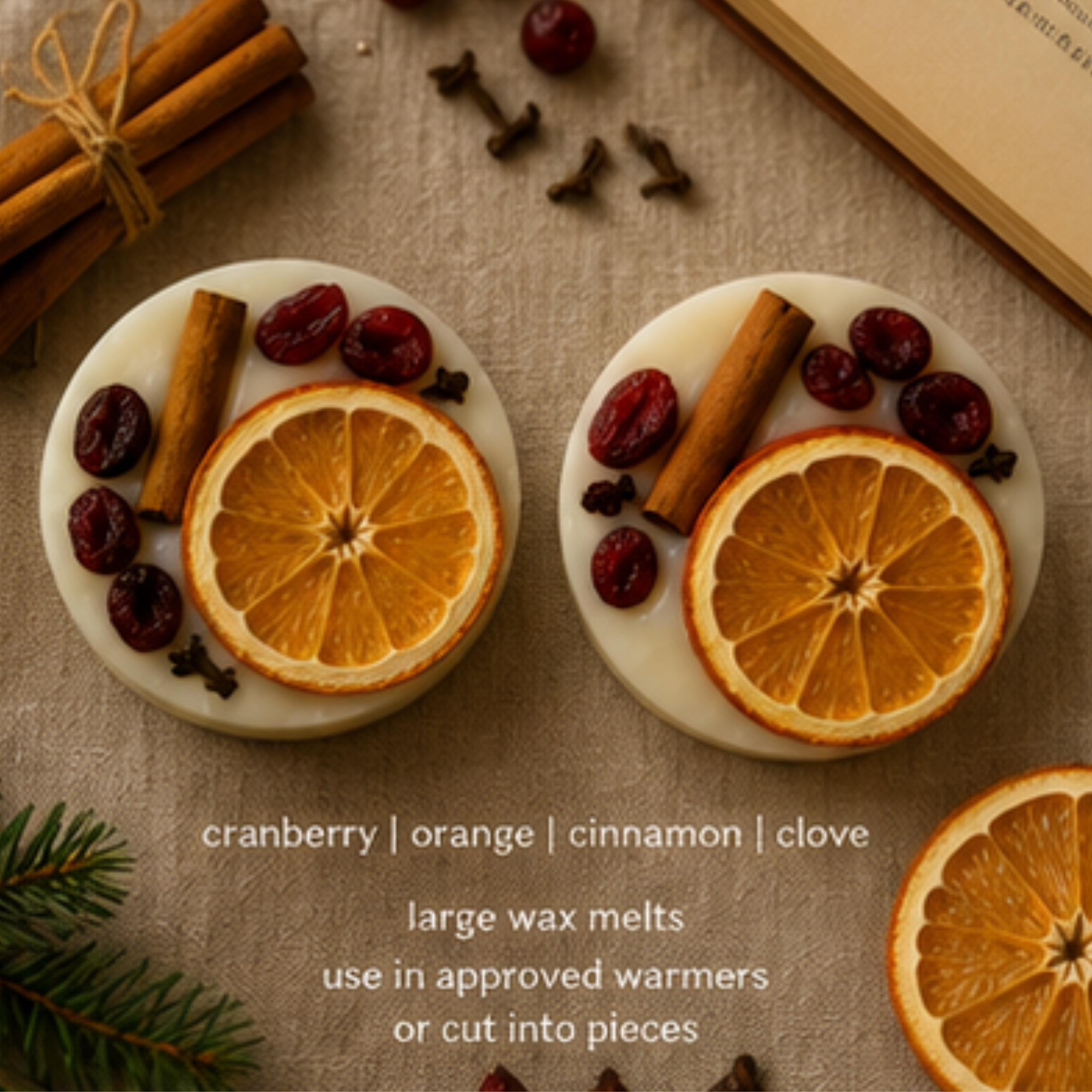 Cranberry Orange Hearth Wax Melt, Wickless Candle, Lamp Warmer Tart, Citrus Spice Aroma