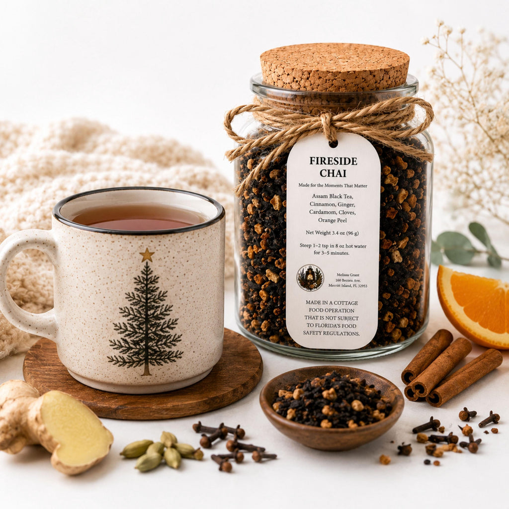 Fireside Chai Assam Black Tea, Herbal Spice Loose Leaf Beverage Infusion, Cozy Winter Comfort